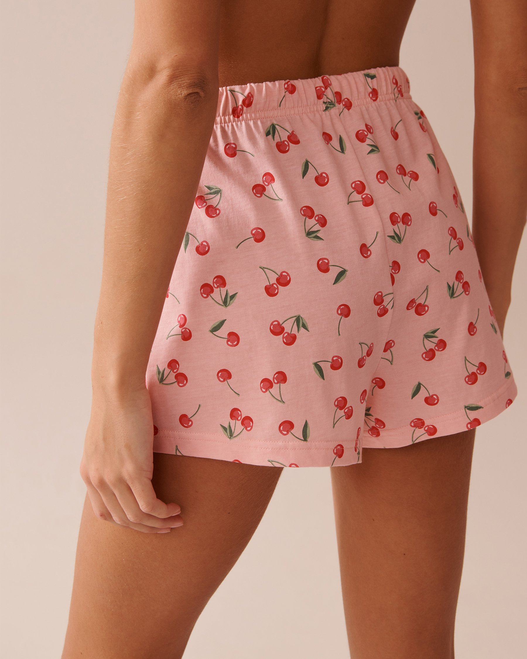 LA VIE EN ROSE Cherry Print Shirt PJ Set Pink/Cherry 40400081 - View9