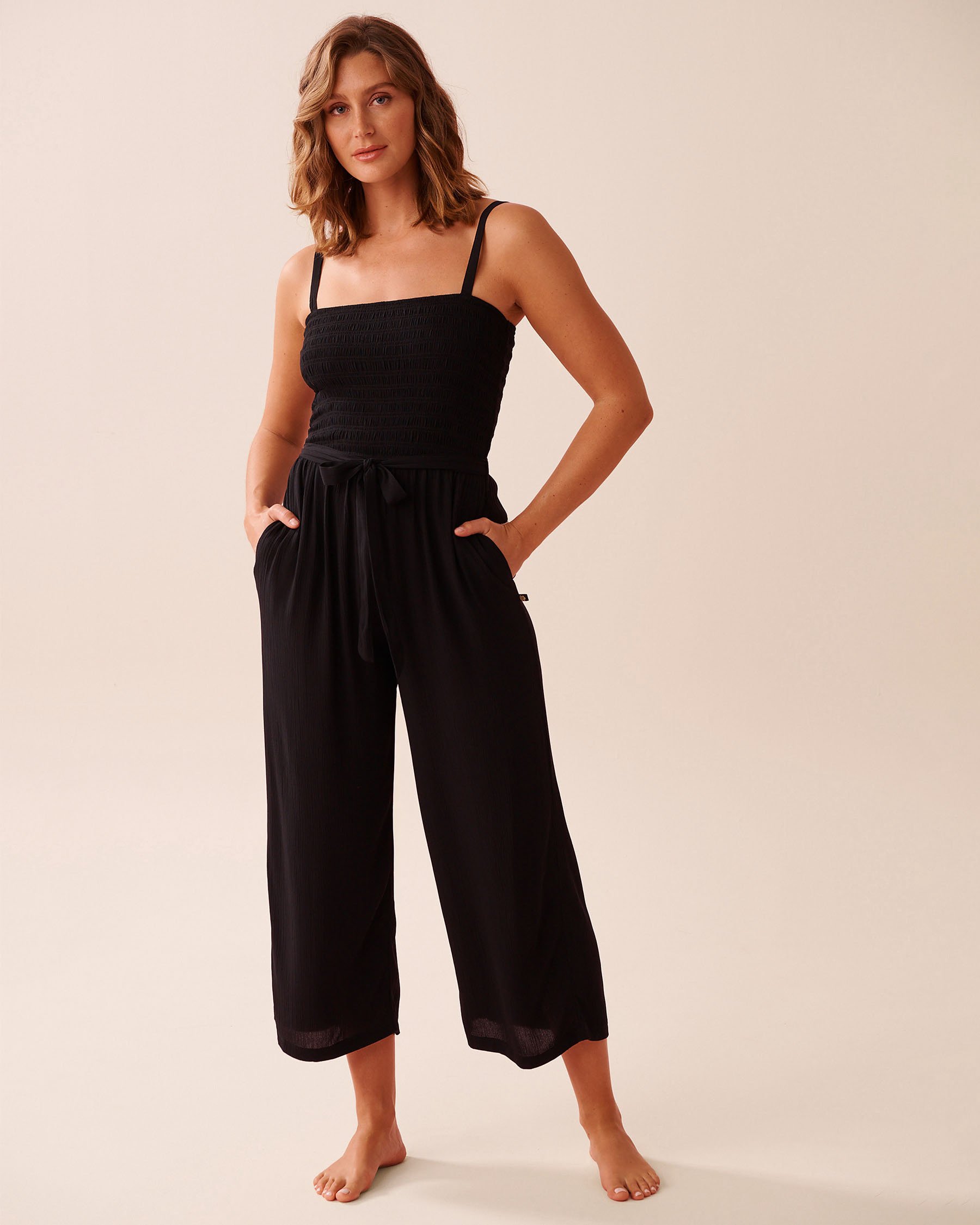 LA VIE EN ROSE AQUA Wide-leg Jumpsuit Black 80300128 - View1