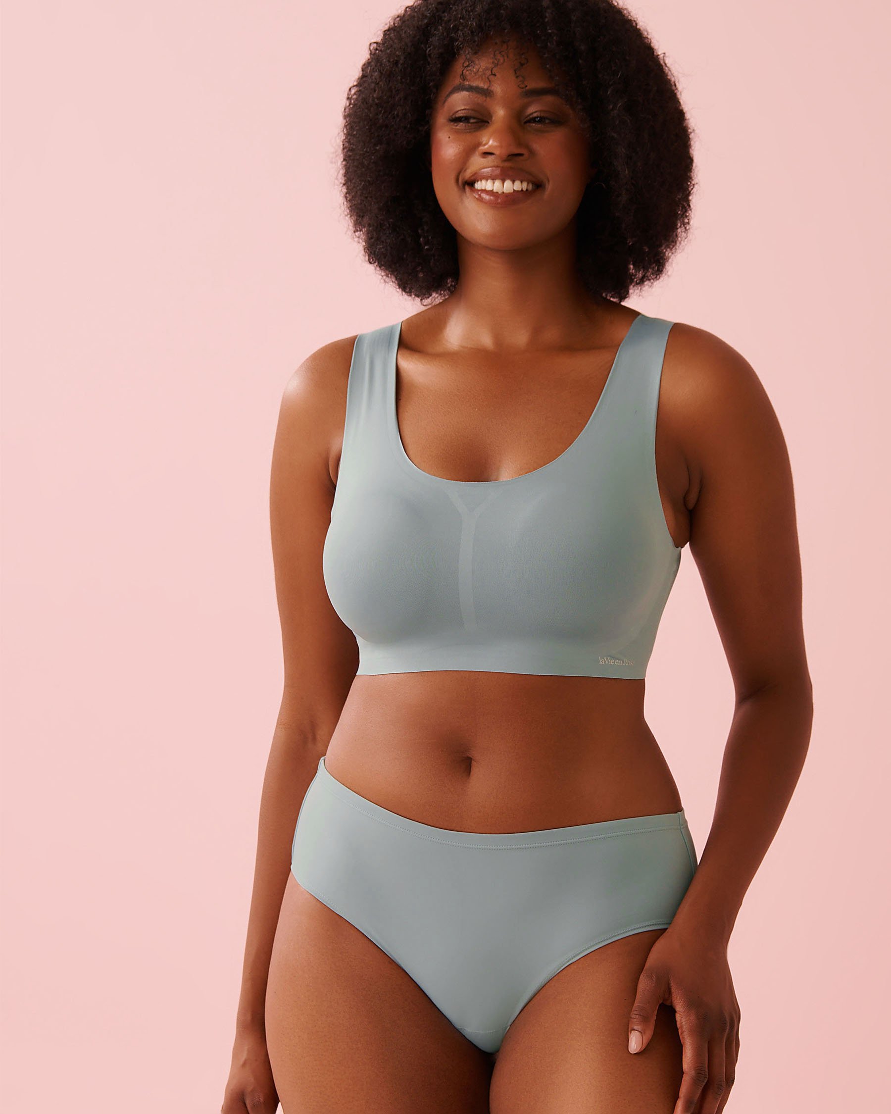 LA VIE EN ROSE Lightly Lined Full Coverage Lounge Tank Bra Blue Grey 10200575 - View1