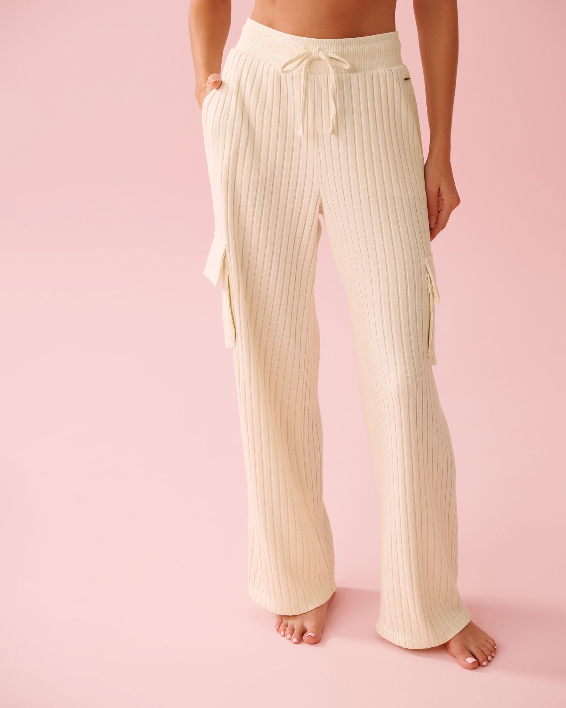 LA VIE EN ROSE Ribbed Knit Pants Off-white 50200111 - View1