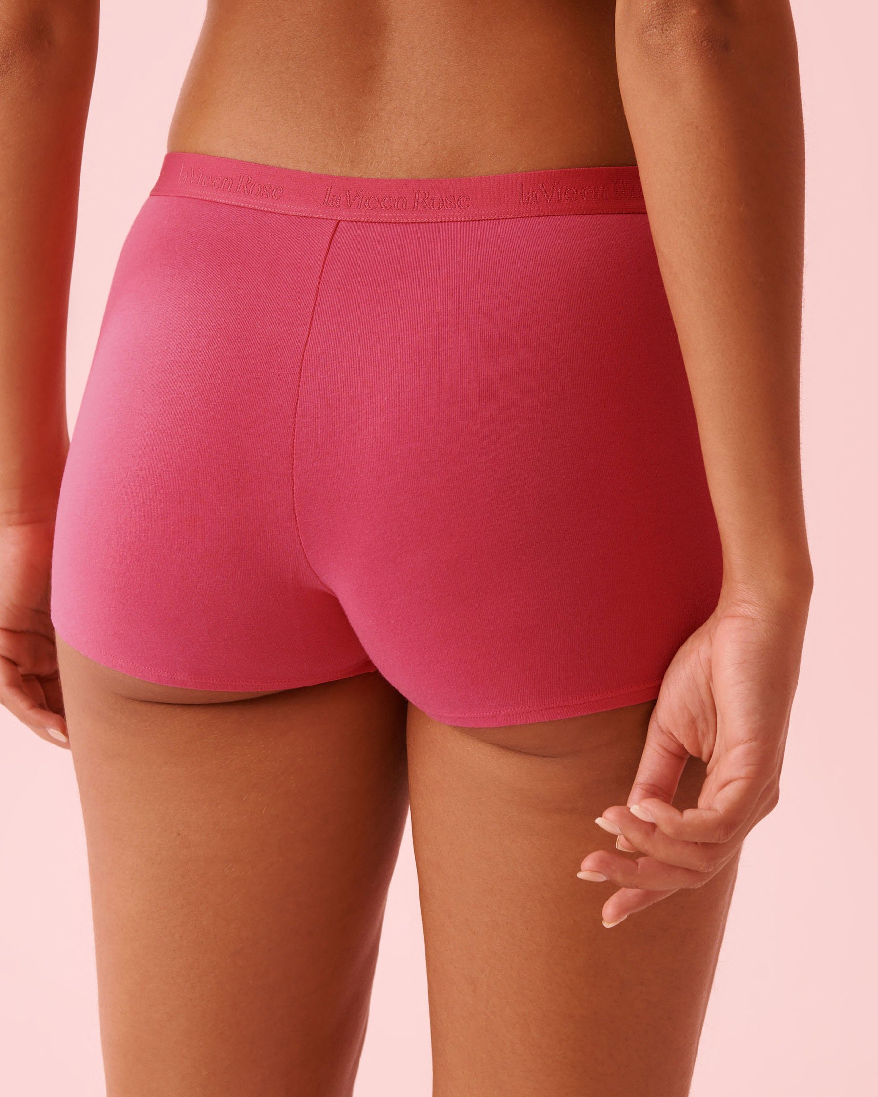 LA VIE EN ROSE Cotton and Logo Elastic Band High Waist Boyshort Panty Fuchsia Pink 20100703 - View2