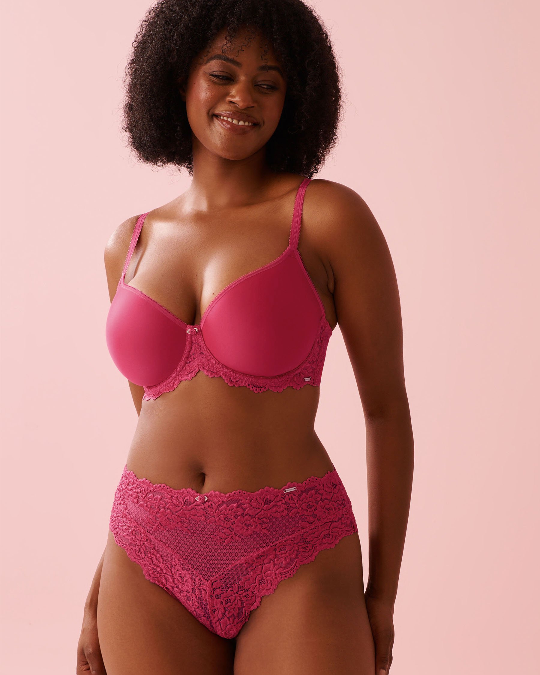 LA VIE EN ROSE Lace High Waist Cheeky Panty Fuchsia Pink 20300486 - View6