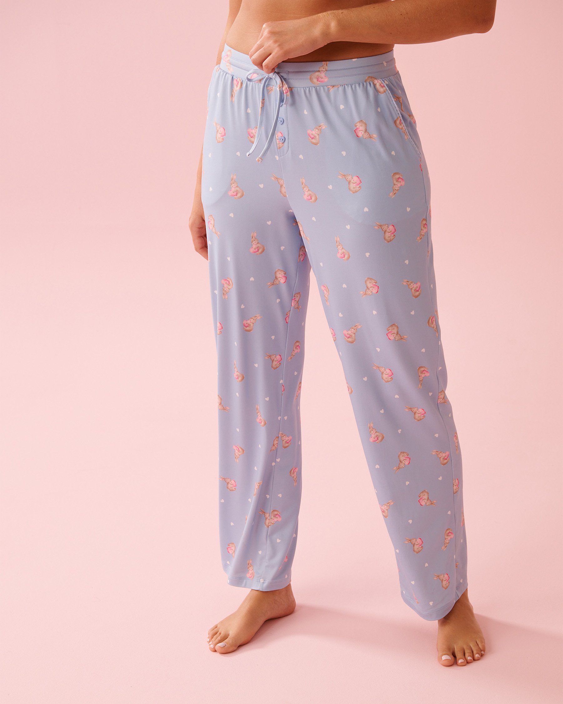 LA VIE EN ROSE Bunny Print Super Soft Pajama Pants Cloud Blue 40200809 - View1