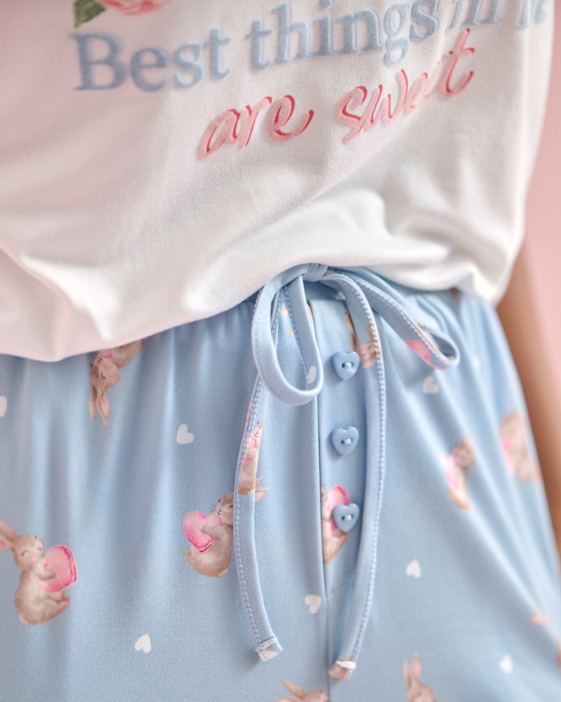 LA VIE EN ROSE Bunny Print Super Soft Pajama Pants Cloud Blue 40200809 - View3