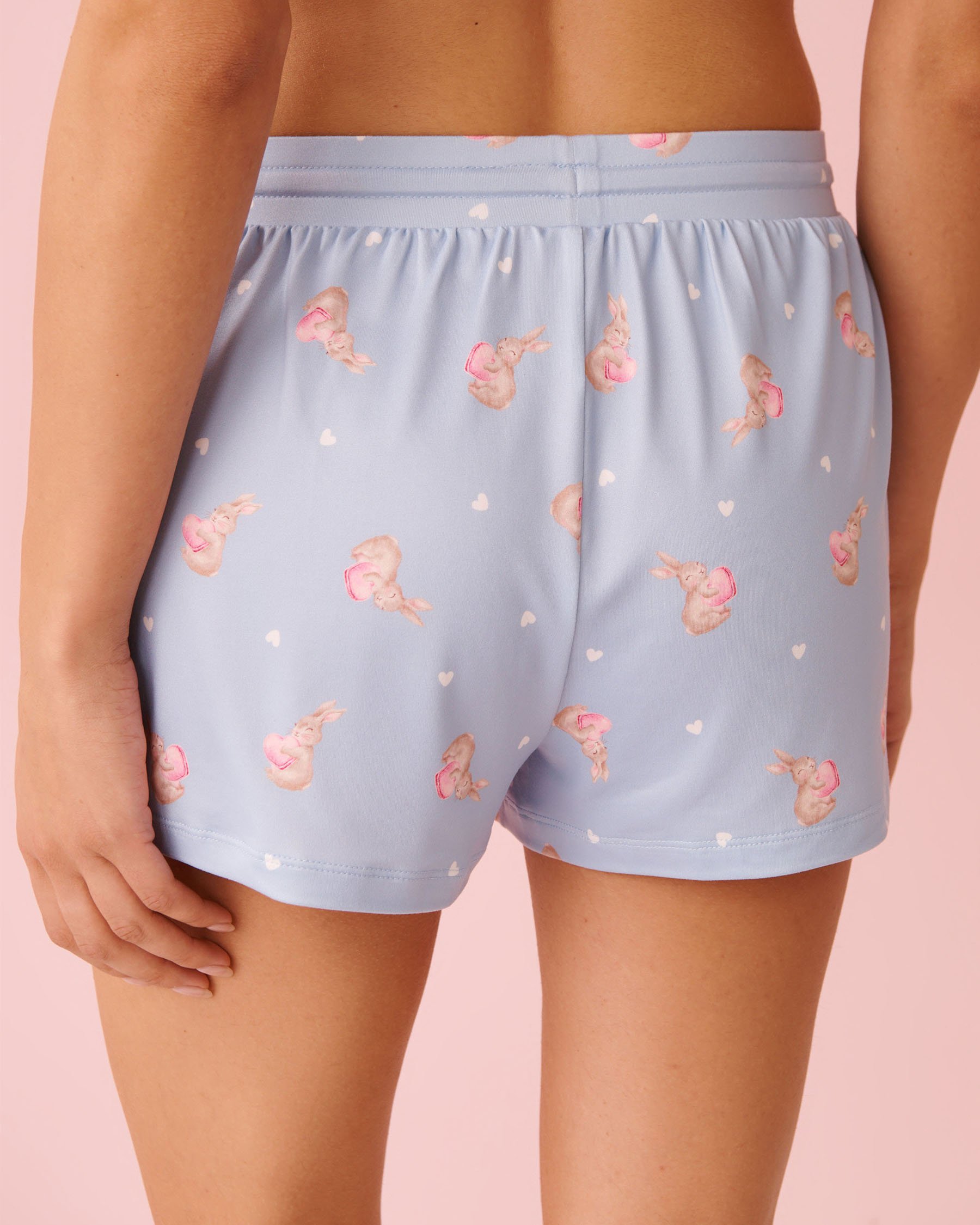LA VIE EN ROSE Bunny Print Super Soft Pajama Shorts Cloud Blue 40200808 - View2
