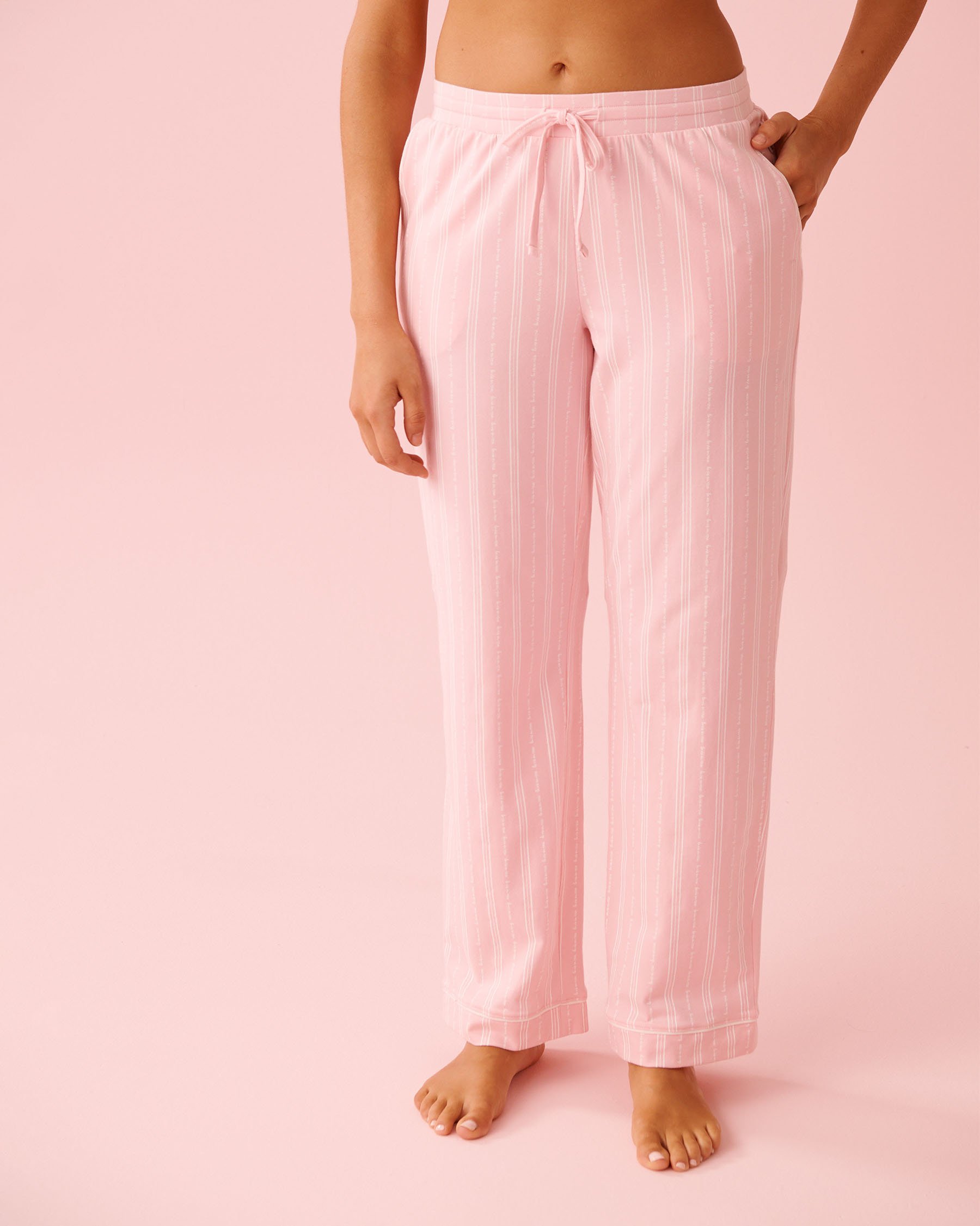 LA VIE EN ROSE Cotton Pajama Pants Pink Stripes 40200807 - View1