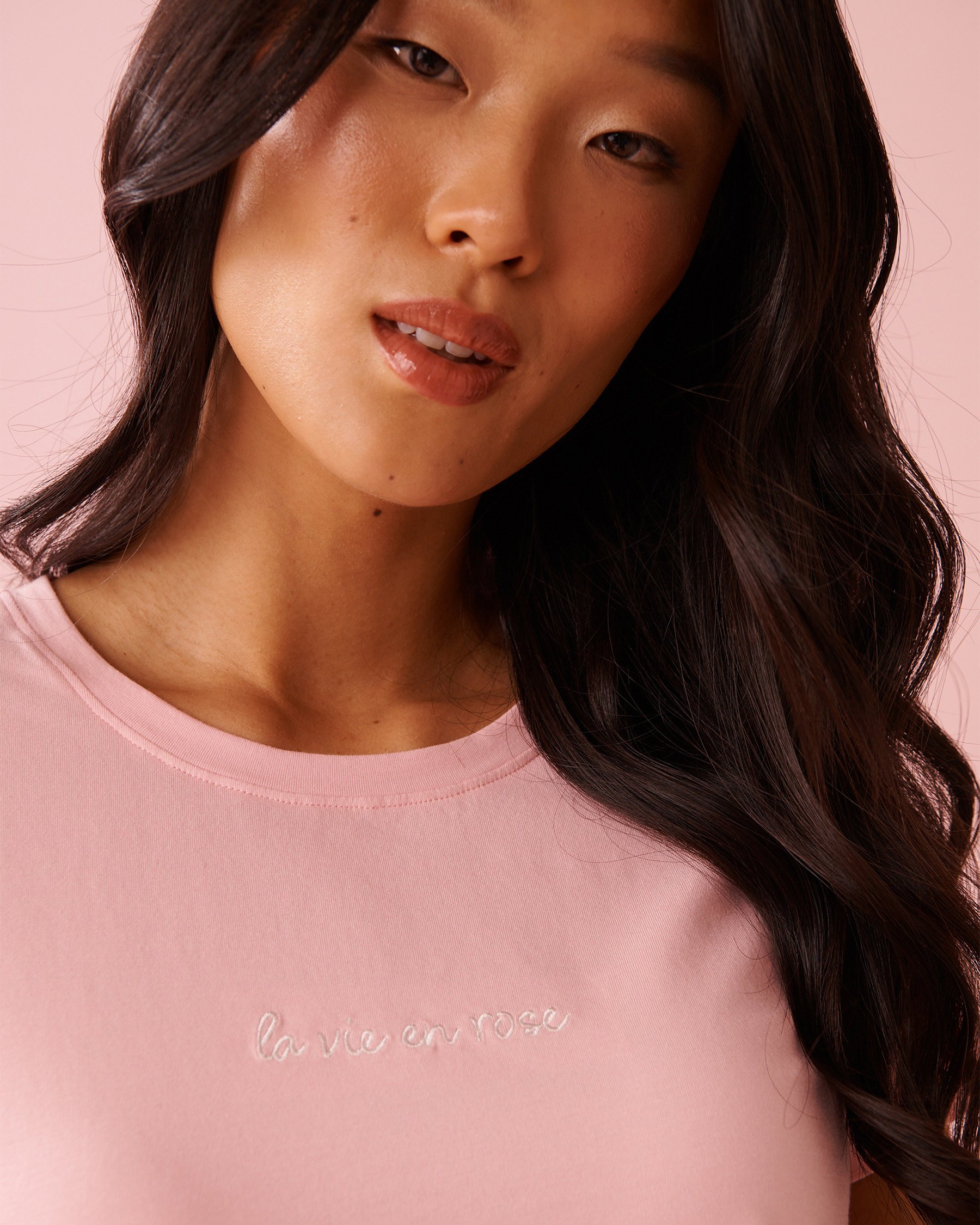 LA VIE EN ROSE Cotton T-shirt Dreamy Pink 40100825 - View2