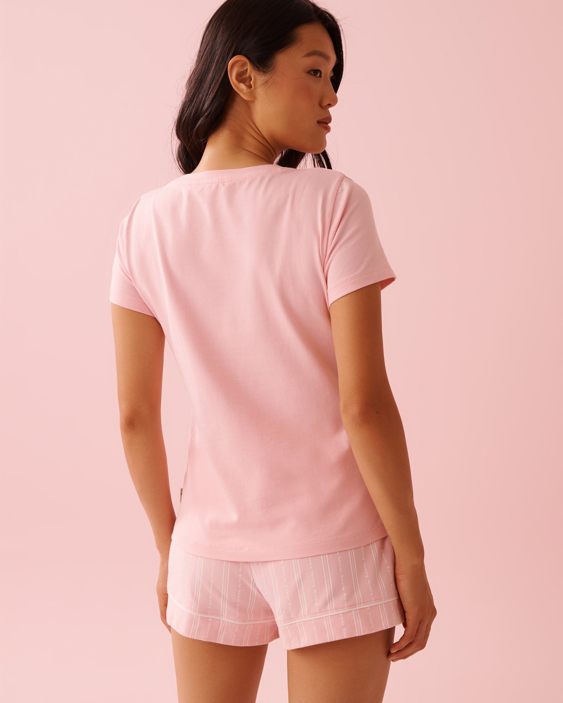 LA VIE EN ROSE Cotton T-shirt Dreamy Pink 40100825 - View3