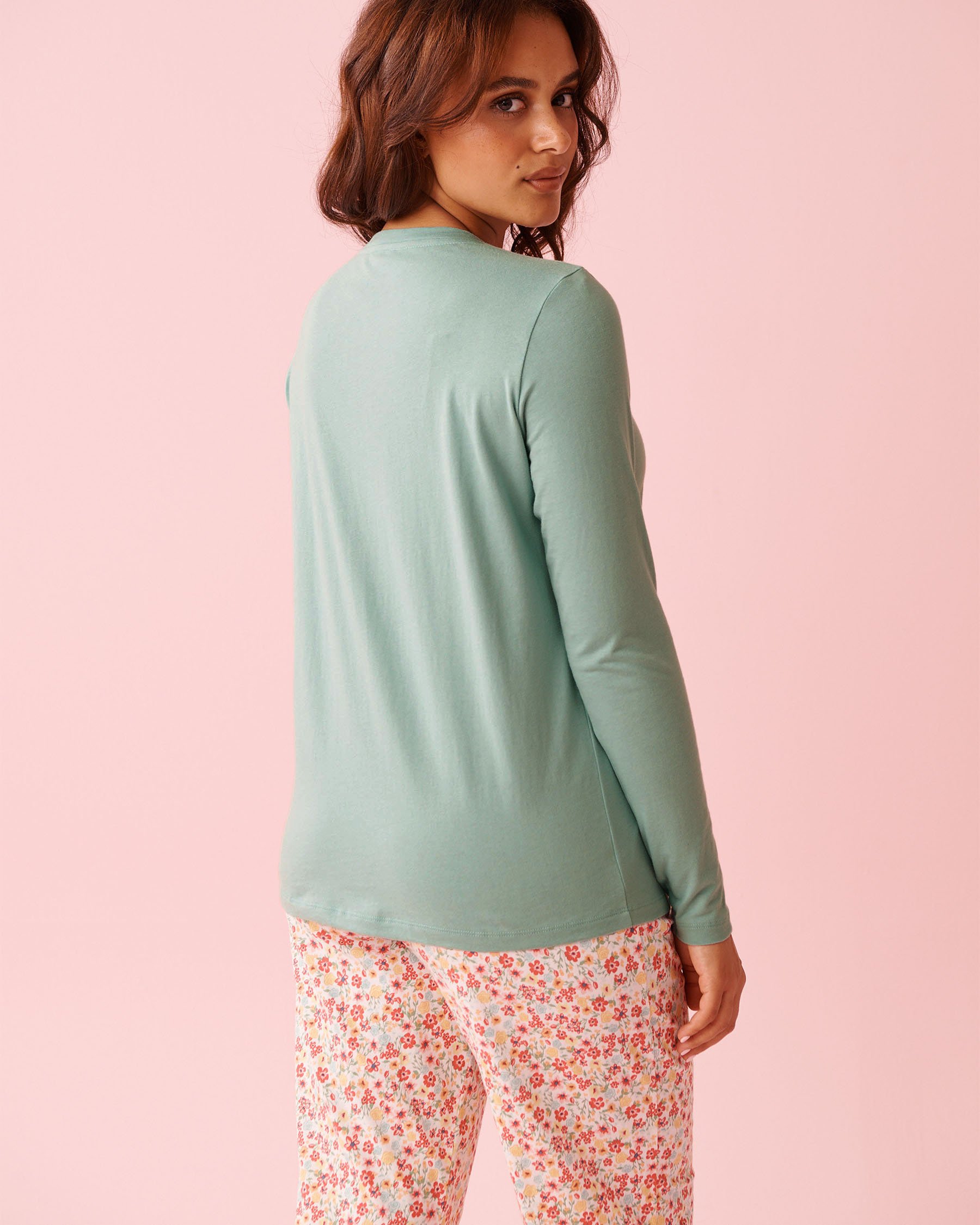 LA VIE EN ROSE Dog & Cupcake Print Cotton Long Sleeve Shirt Dusty Mint 40100835 - View2