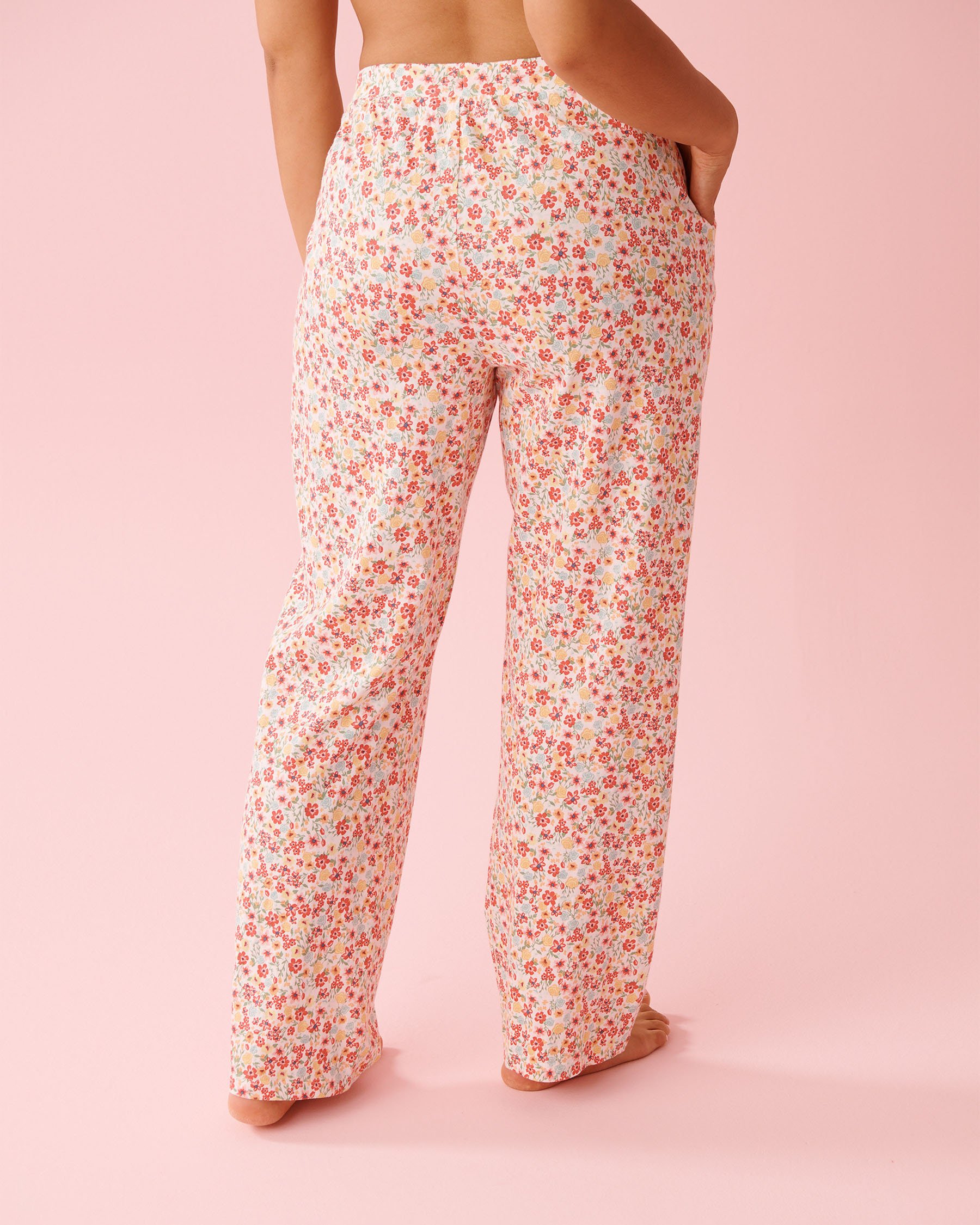 LA VIE EN ROSE Floral Print Cotton Pajama Pants White/Flowers 40200817 - View2