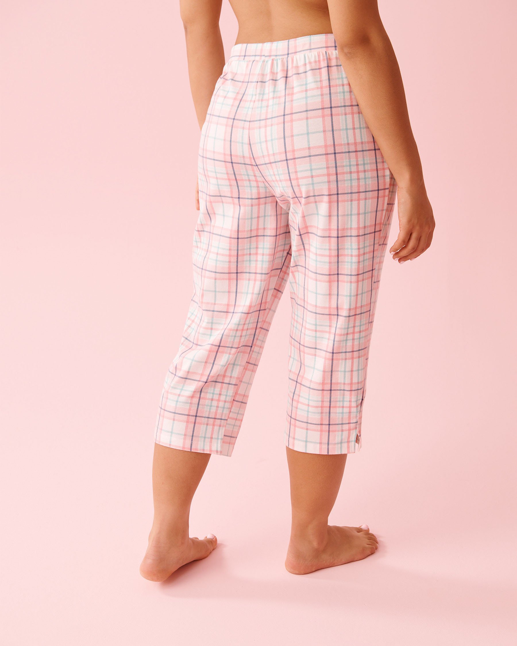 LA VIE EN ROSE Pink Plaid Cotton Capris Pink Plaid 40200821 - View2