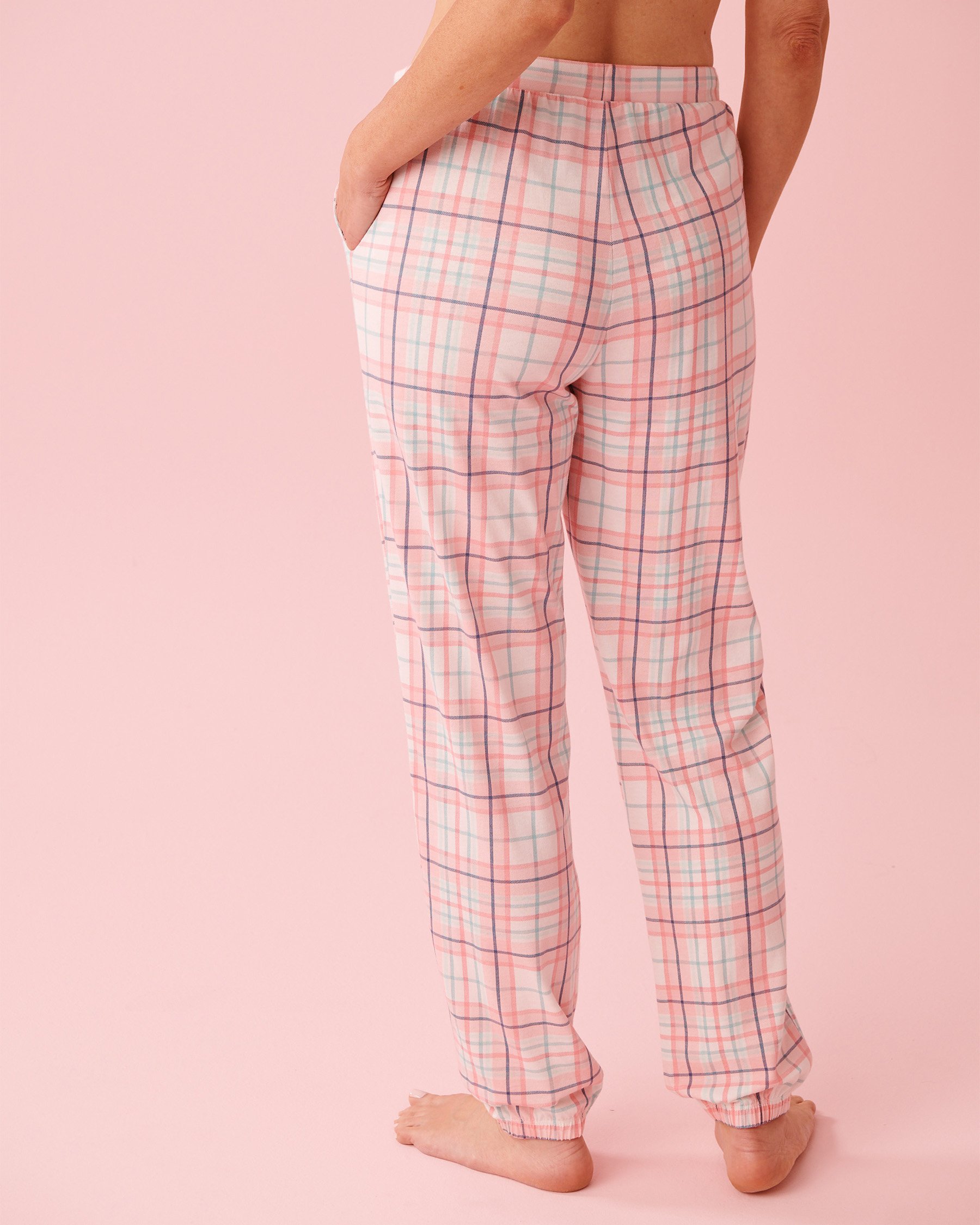 LA VIE EN ROSE Pink Plaid Cotton Jogger Pajama Pants Pink Plaid 40200816 - View2