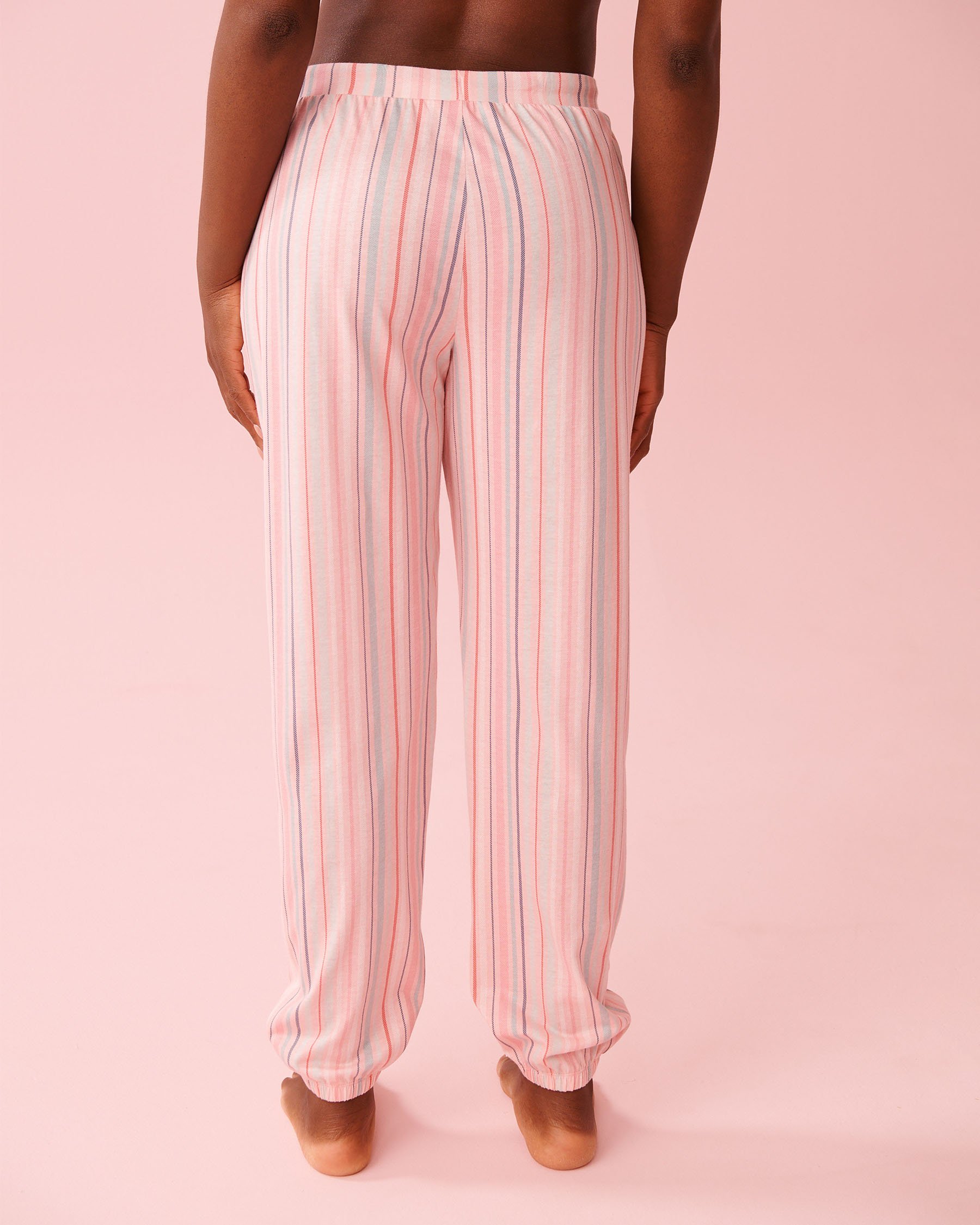LA VIE EN ROSE Pink Stripe Cotton Jogger Pajama Pants Pink Stripes 40200816 - View2