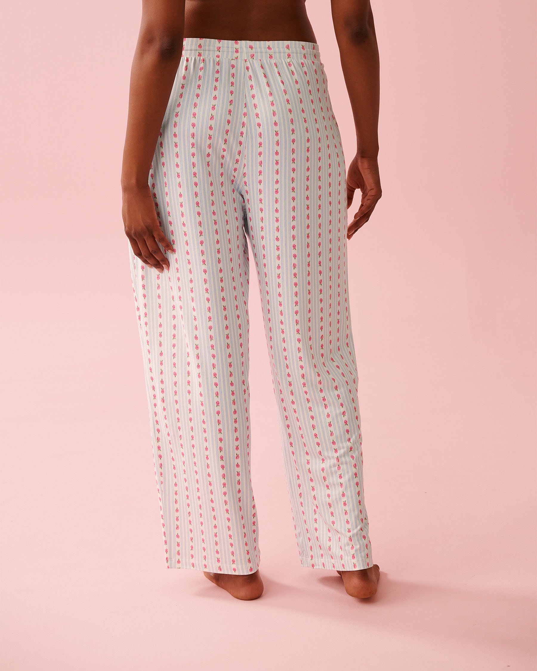 LA VIE EN ROSE Rose Print Super Soft Pajama Pants Rose Stripe 40200809 - View4