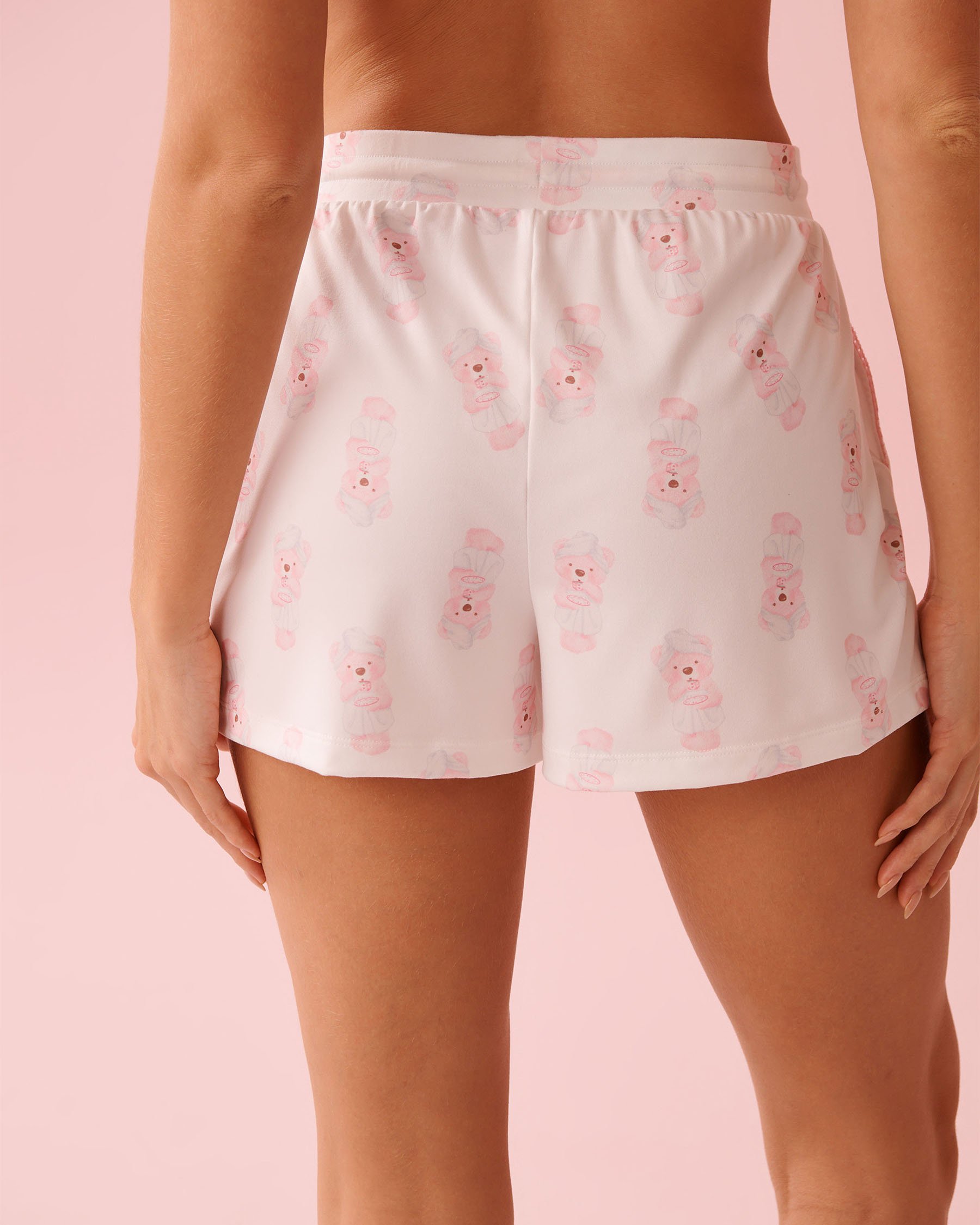 LA VIE EN ROSE Spa Time Teddy Print Super Soft Pajama Shorts White 40200811 - View2