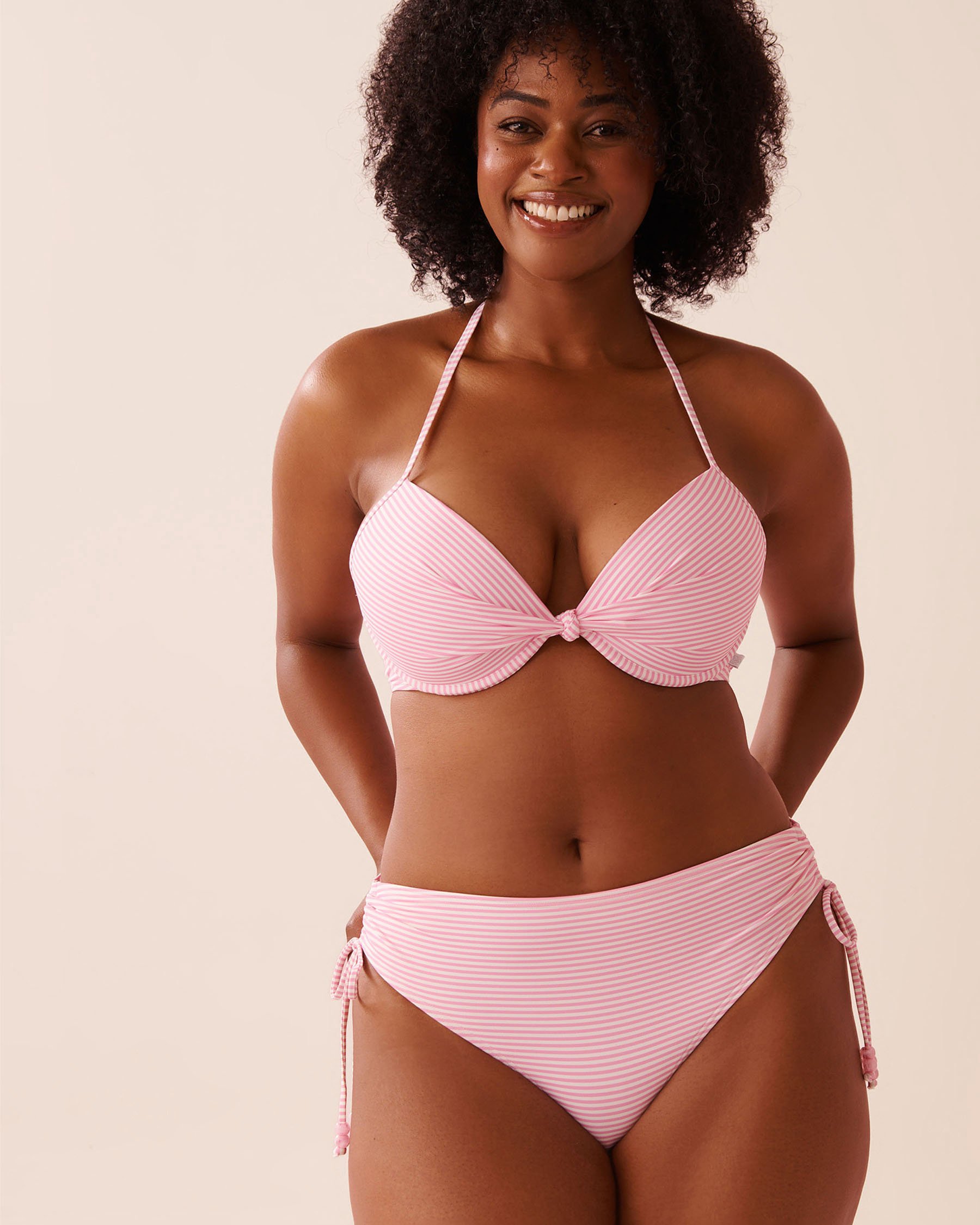 LA VIE EN ROSE AQUA COTTON CANDY STRIPE Side Tie Mid Waist Bikini Bottom Cotton Candy Stripe 70300832 - View10