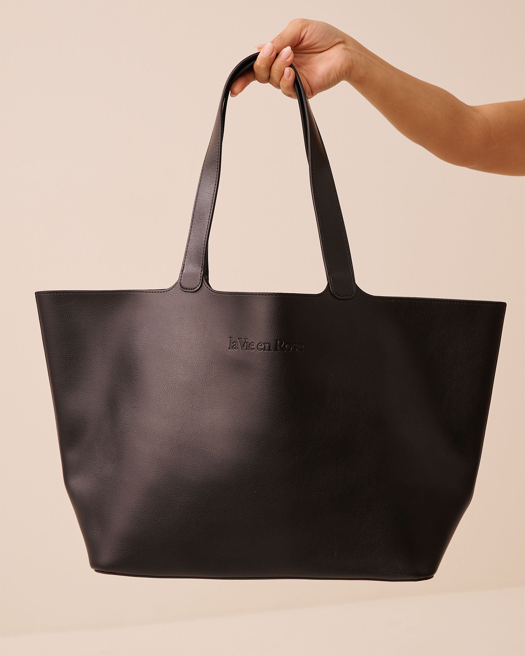 LA VIE EN ROSE Faux Leather Tote Bag Black 40700467 - View1