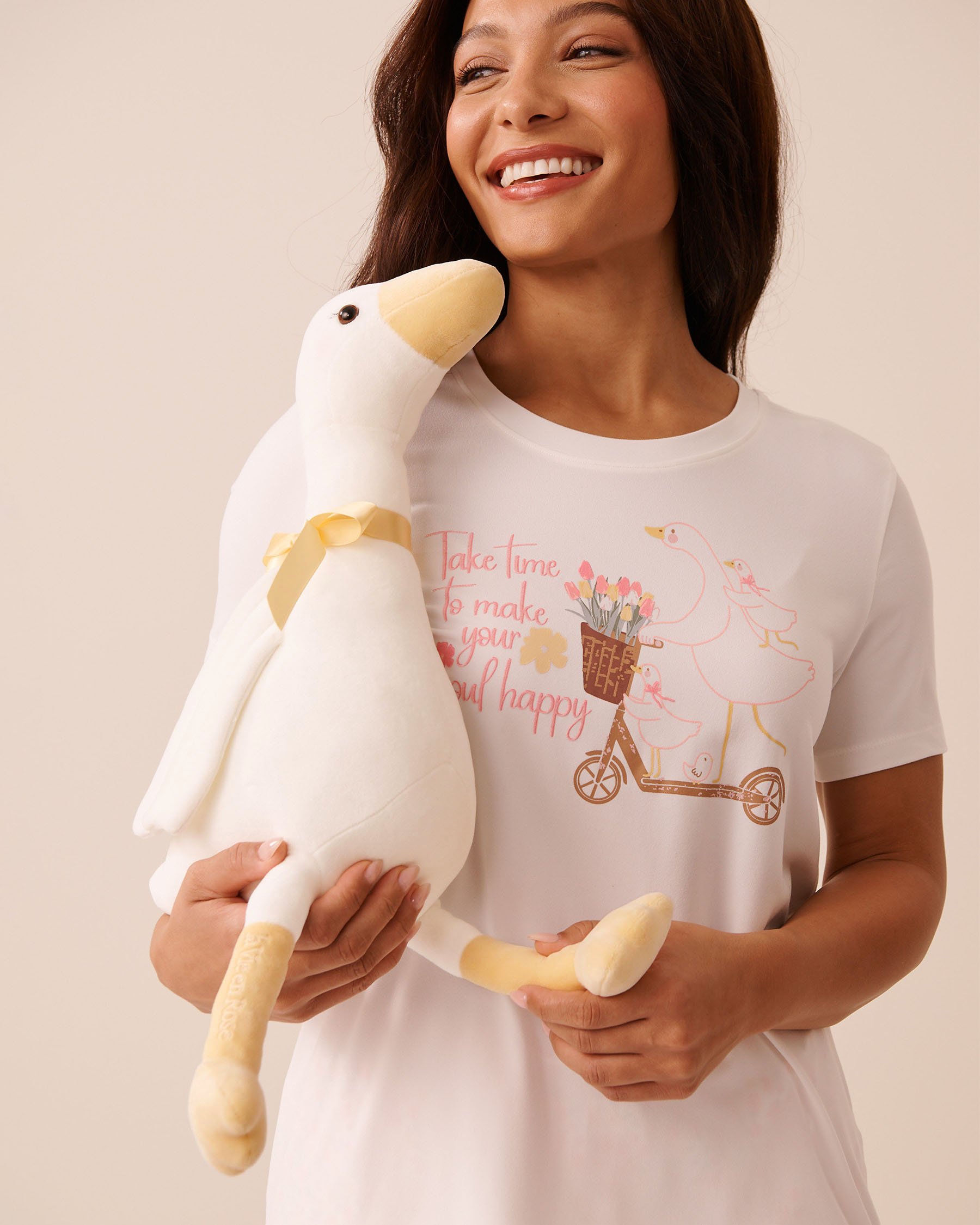 LA VIE EN ROSE Oie en peluche Blanc 40700457 - View2