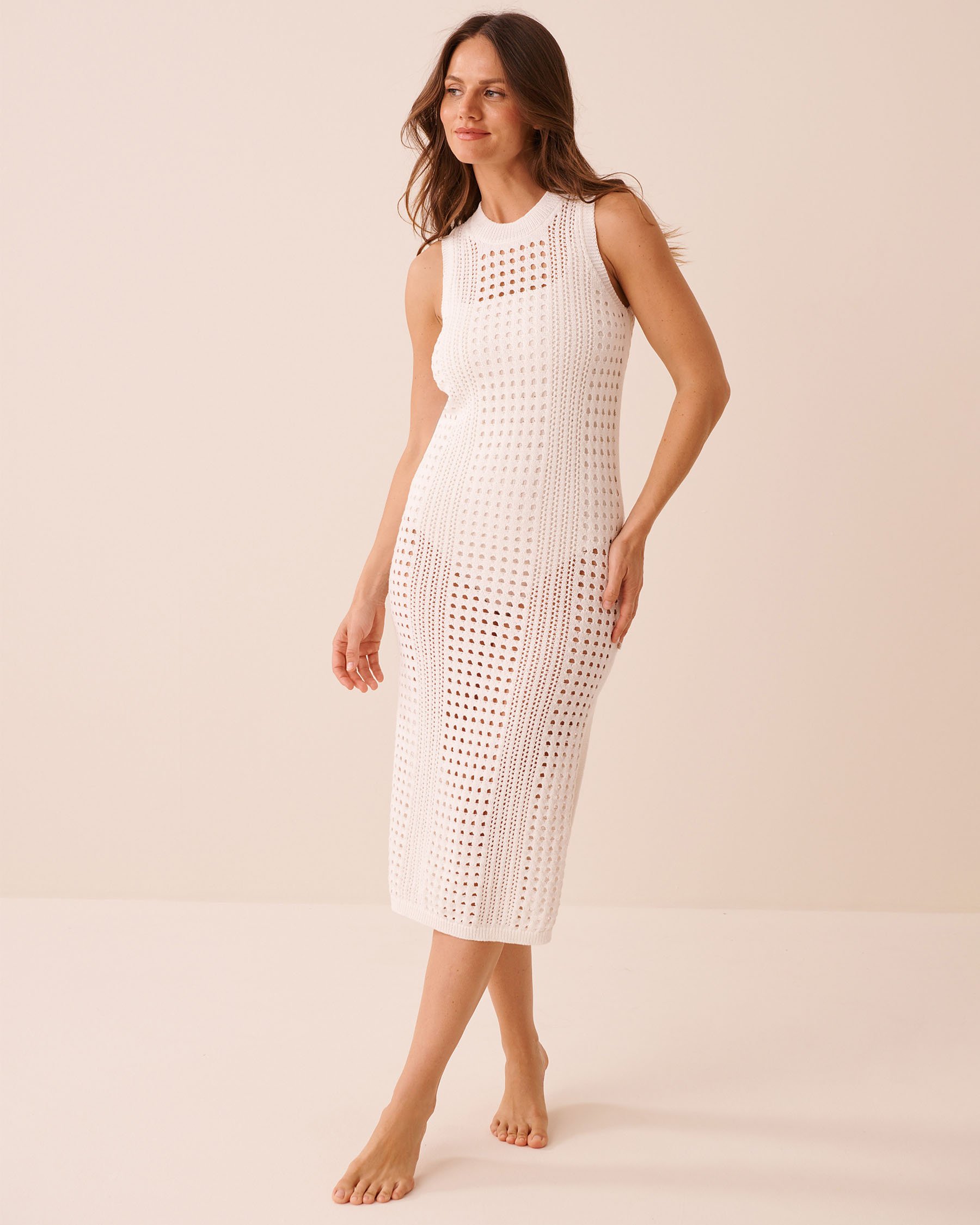 LA VIE EN ROSE AQUA Crochet Maxi Dress Coconut Milk 80300132 - View1