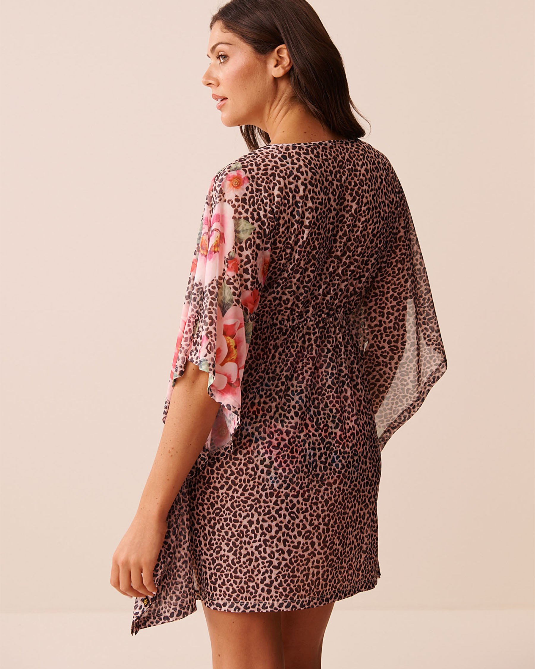 LA VIE EN ROSE AQUA Floral Leopard Mesh Tunic Floral Leopard 80400078 - View2