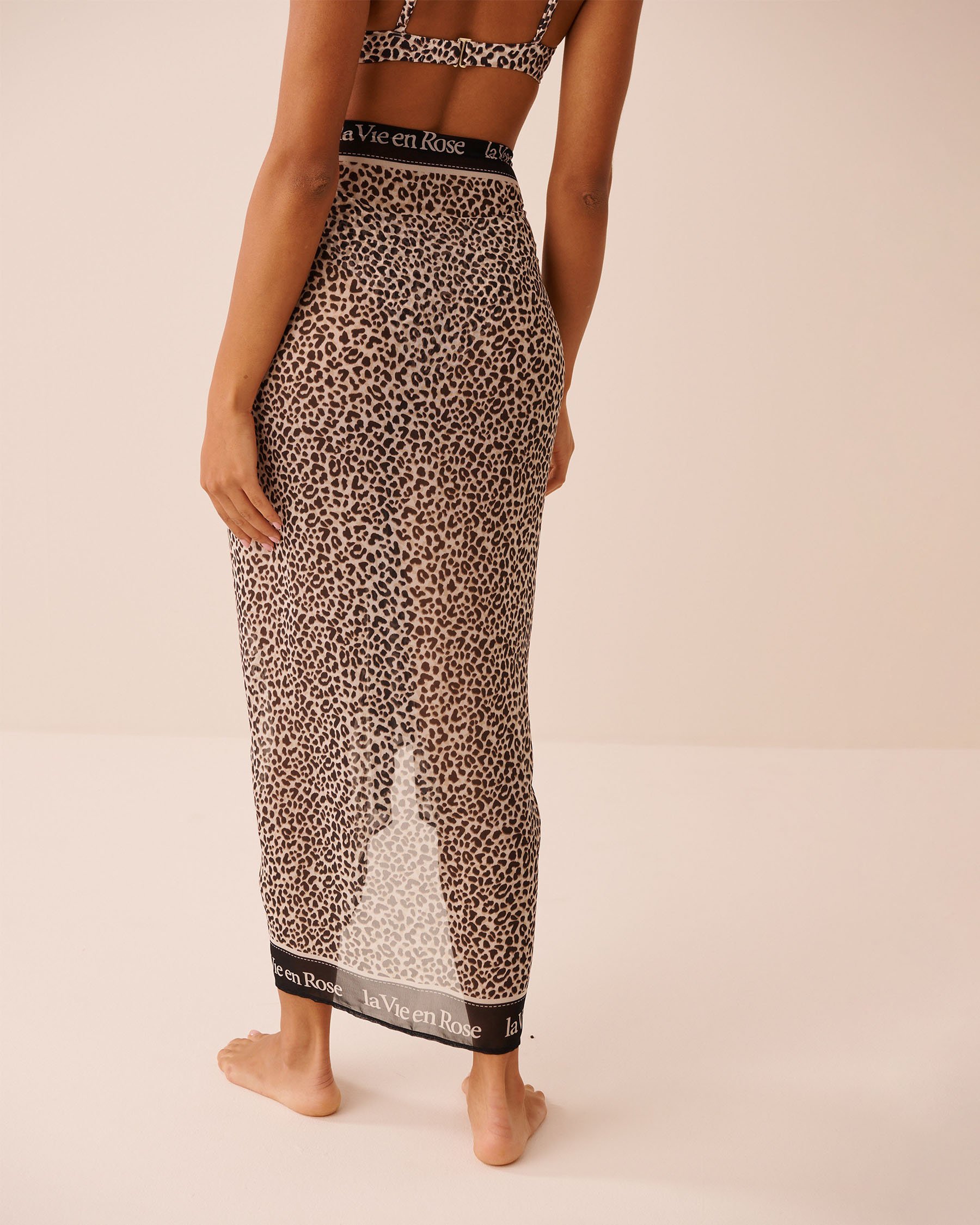 LA VIE EN ROSE AQUA Long Chiffon Pareo Leopard 80200097 - View3