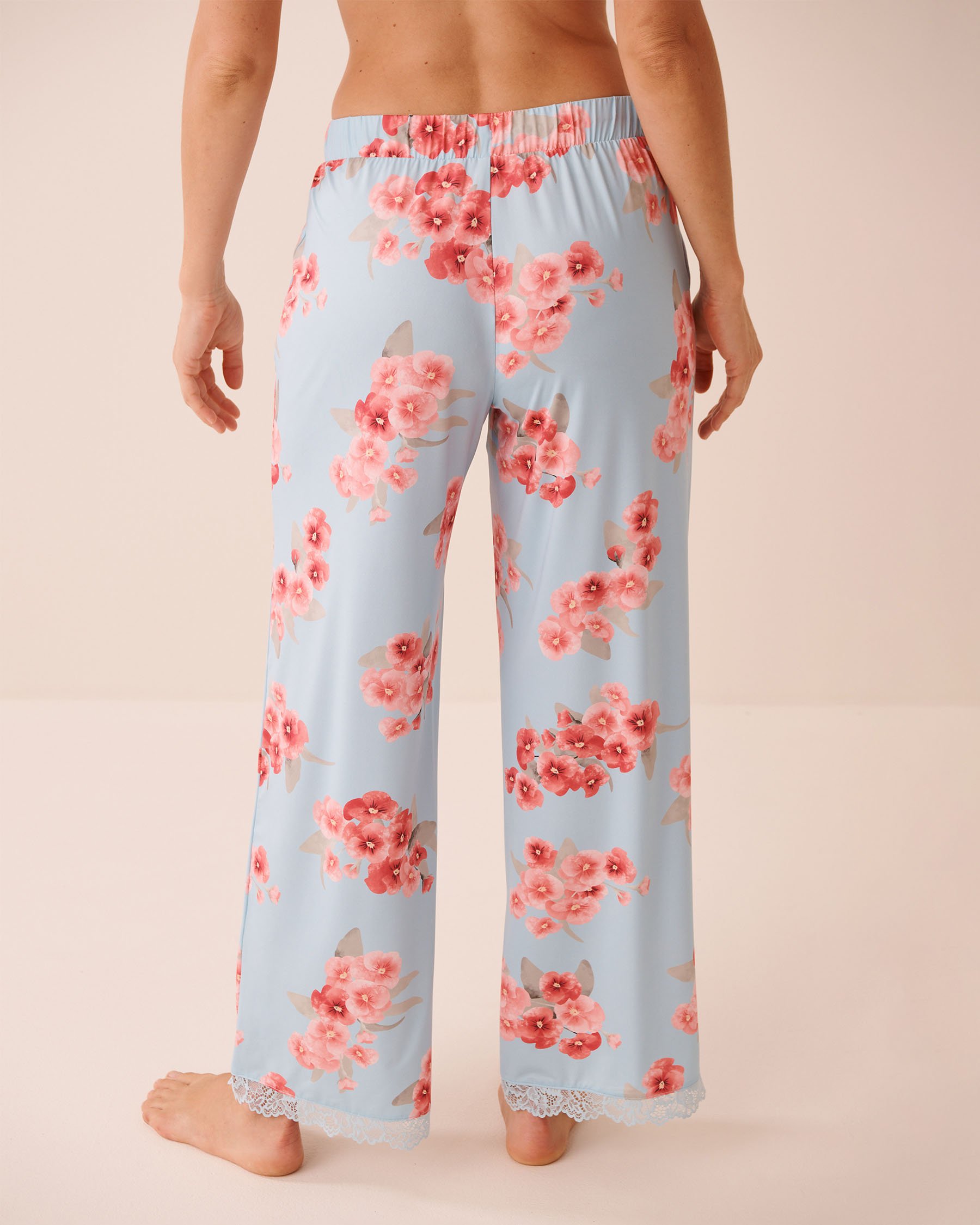 LA VIE EN ROSE Spring Blossom Print Lace Trim Pajama Pants Spring Blossom 60200179 - View2