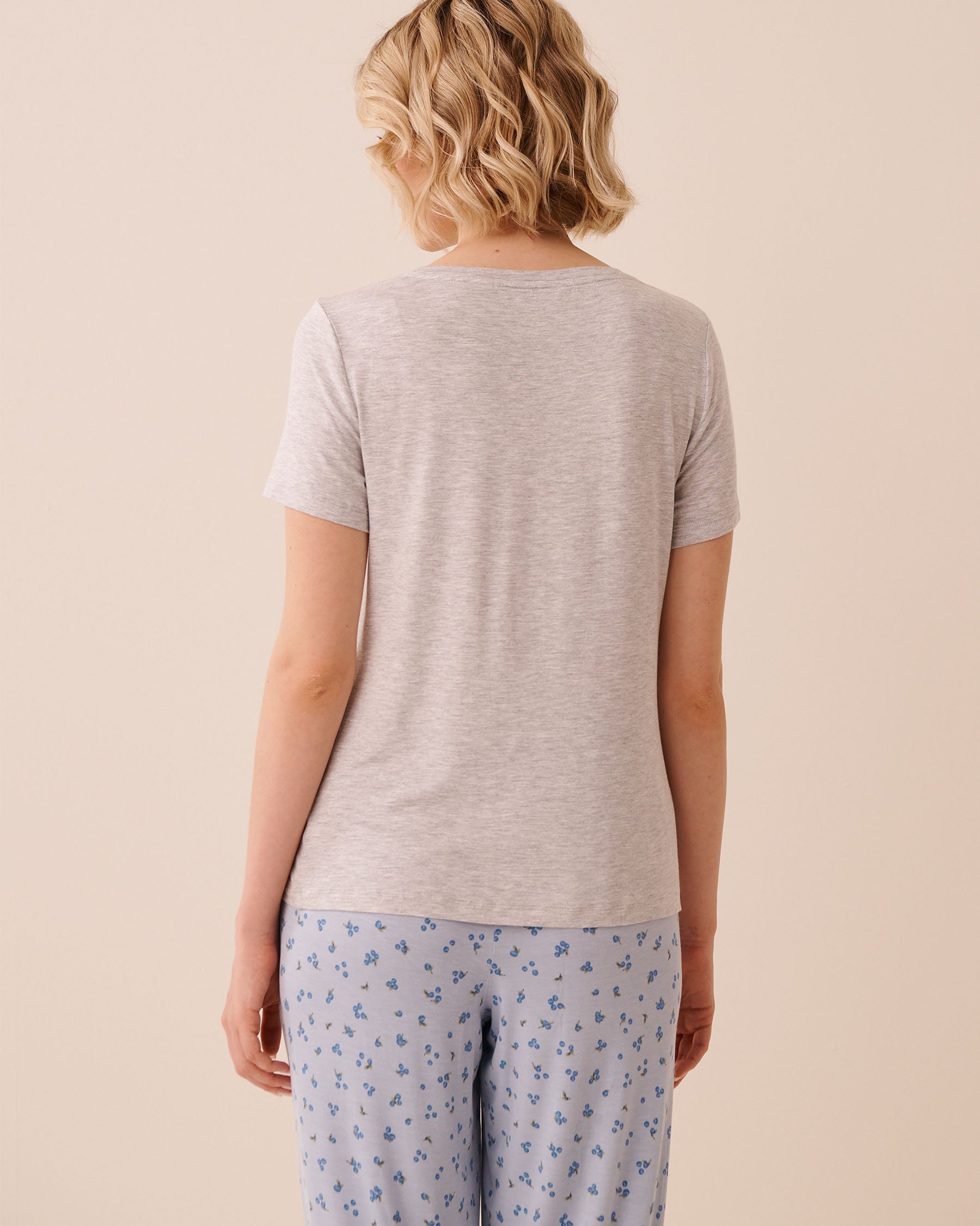 LA VIE EN ROSE Berry Print Soft Jersey Short Sleeve T-shirt Grey/Berry Sweet 60100190 - View2