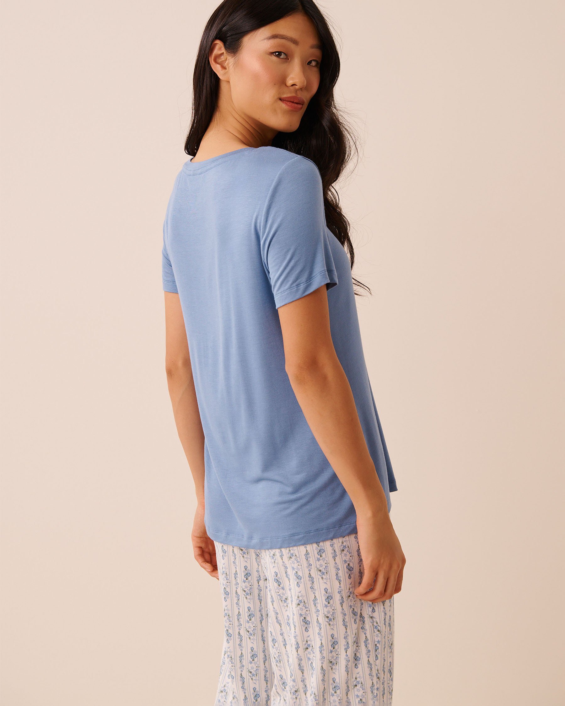 LA VIE EN ROSE Berry Print Soft Jersey Short Sleeve T-shirt Blue/Berry Sweet 60100190 - View4