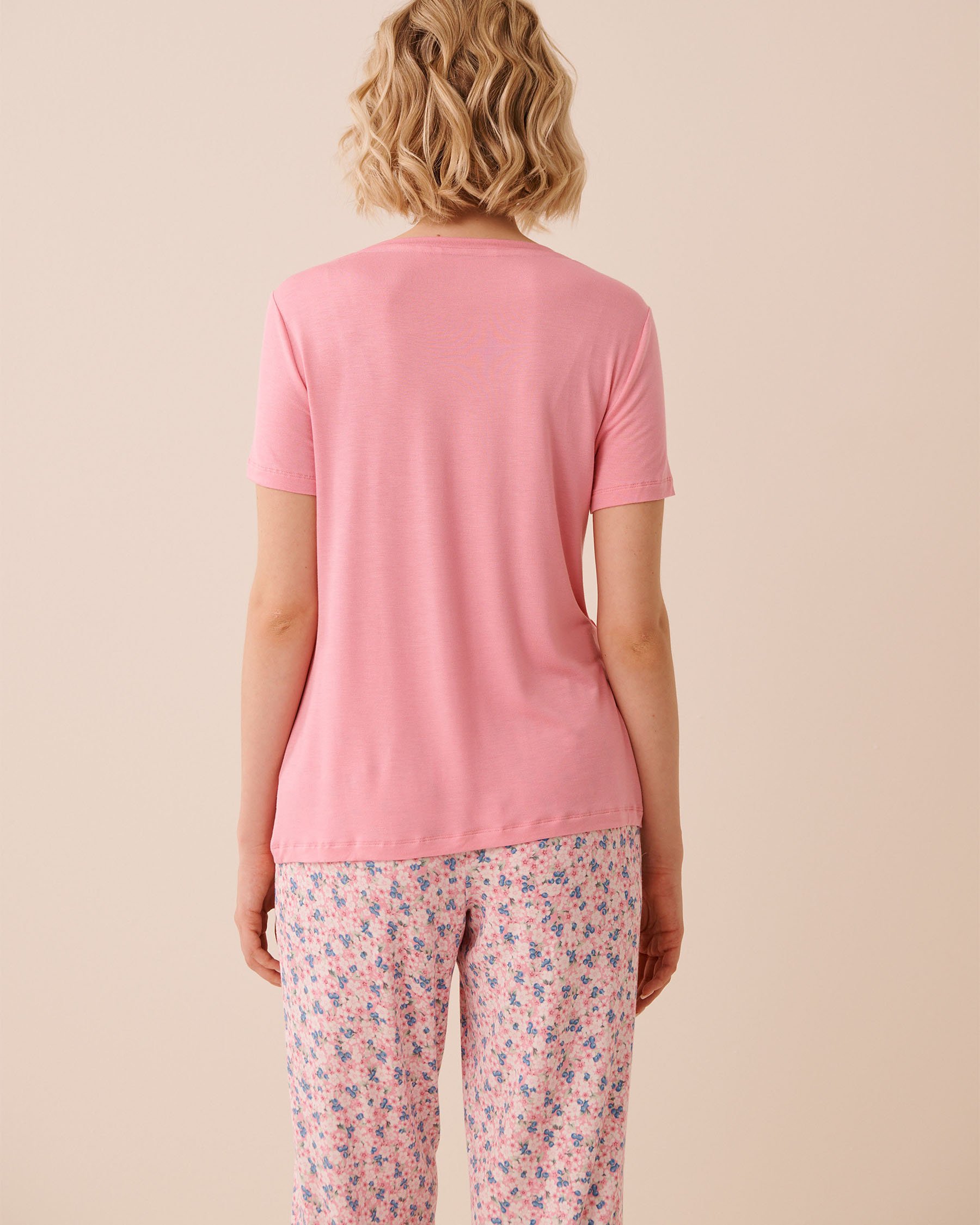 LA VIE EN ROSE T-shirt manches courtes en jersey doux imprimé fleurs roses Rose/Fleurs 60100190 - View2