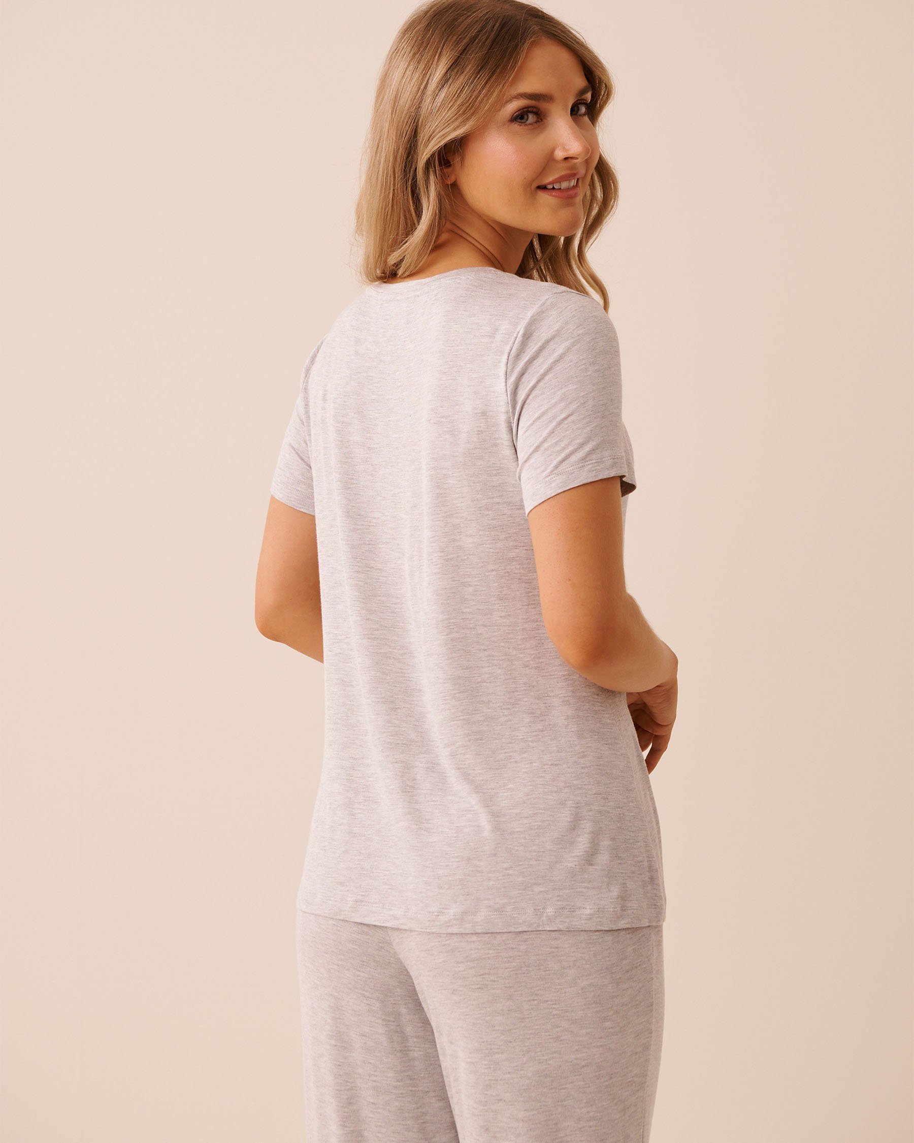 LA VIE EN ROSE Chicken Print Soft Jersey Short Sleeve T-shirt Grey/Chicken 60100190 - View2