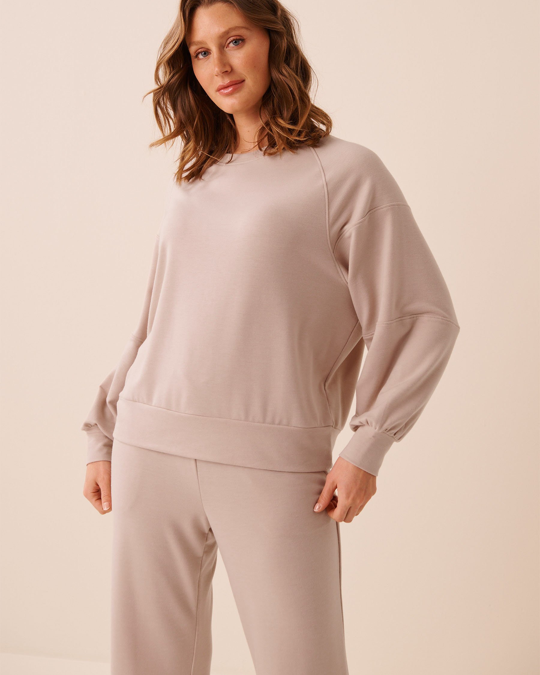 LA VIE EN ROSE French Terry Sweatshirt Muted Beige 50100128 - View1