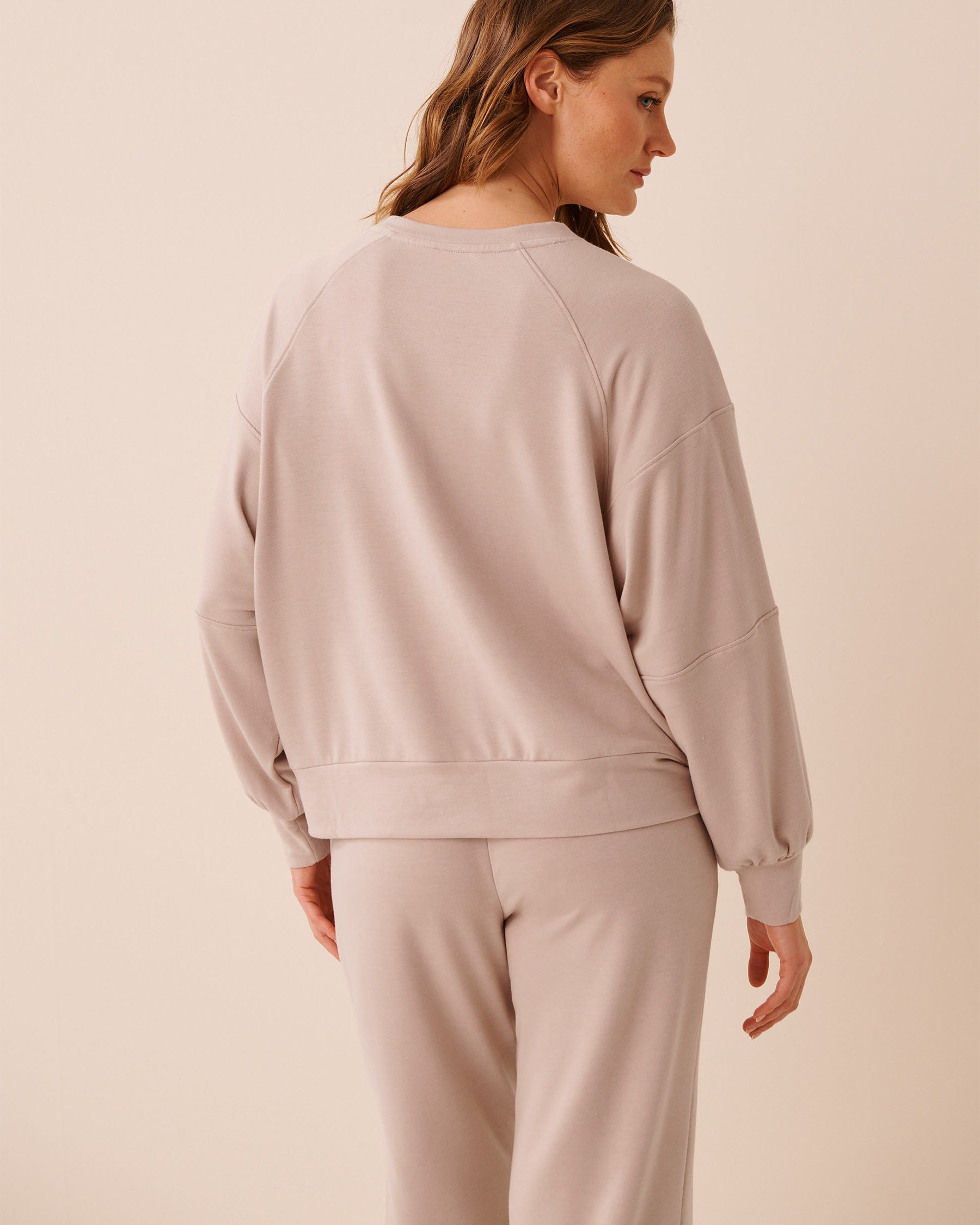 LA VIE EN ROSE French Terry Sweatshirt Muted Beige 50100128 - View2