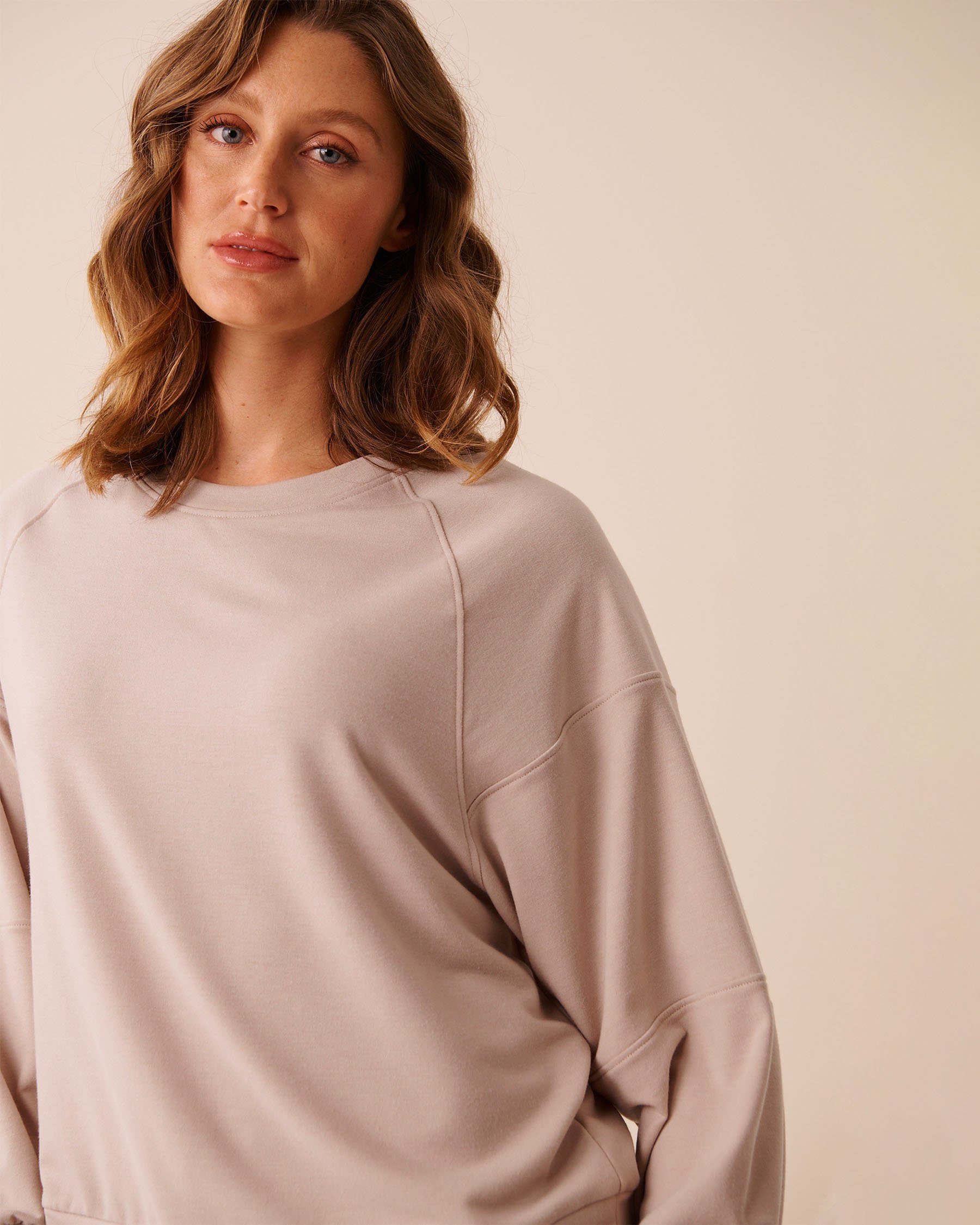 LA VIE EN ROSE French Terry Sweatshirt Muted Beige 50100128 - View3