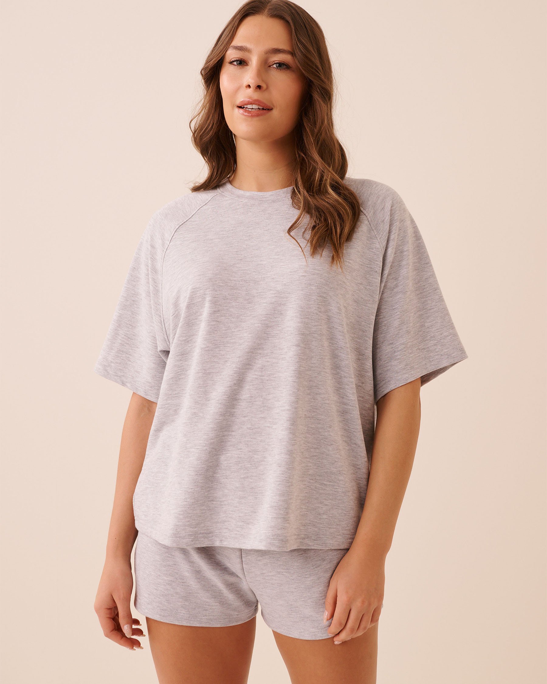 LA VIE EN ROSE French Terry Short Sleeve T-shirt Grey 50100127 - View1