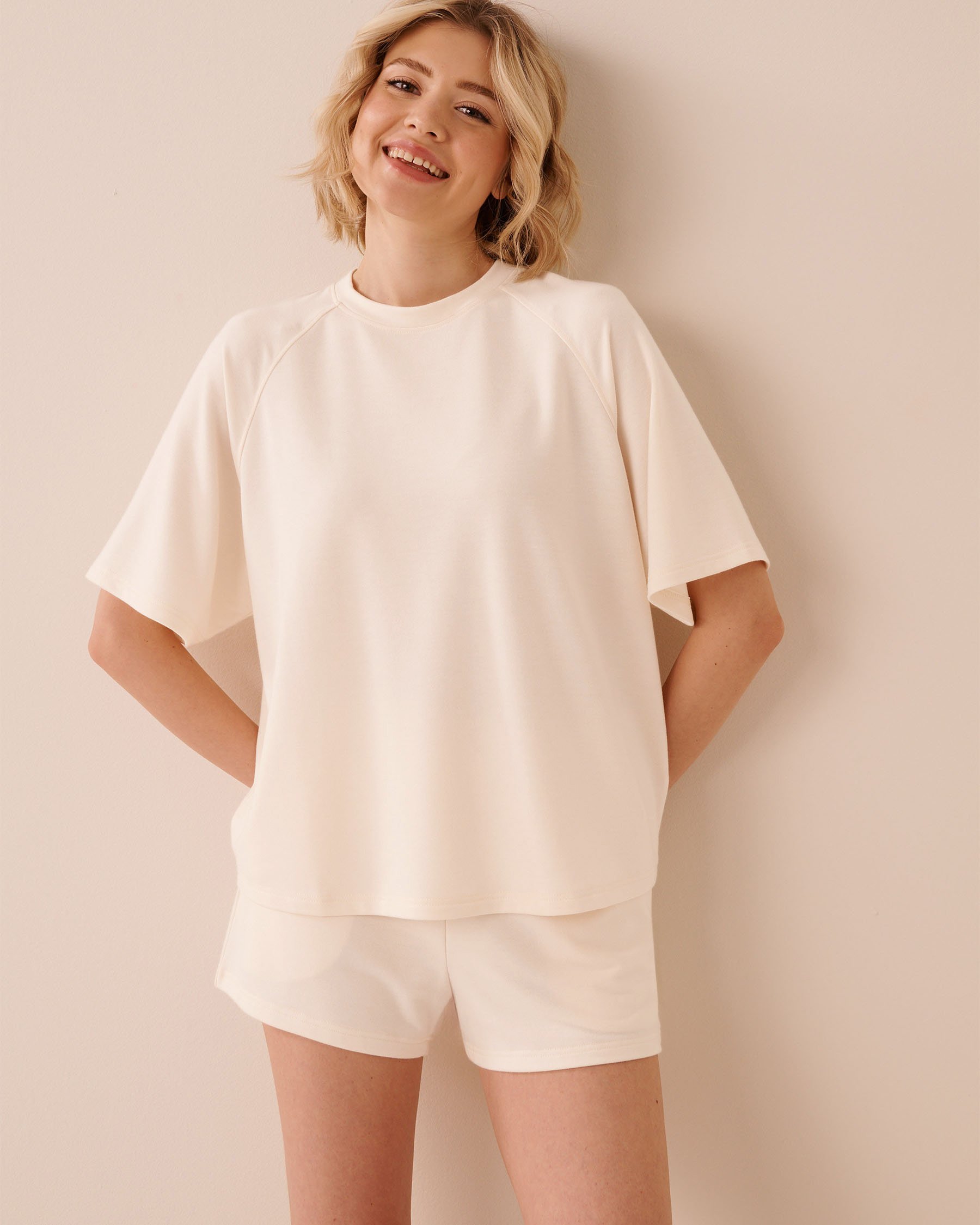 LA VIE EN ROSE French Terry Short Sleeve T-shirt Pastel Yellow 50100127 - View1