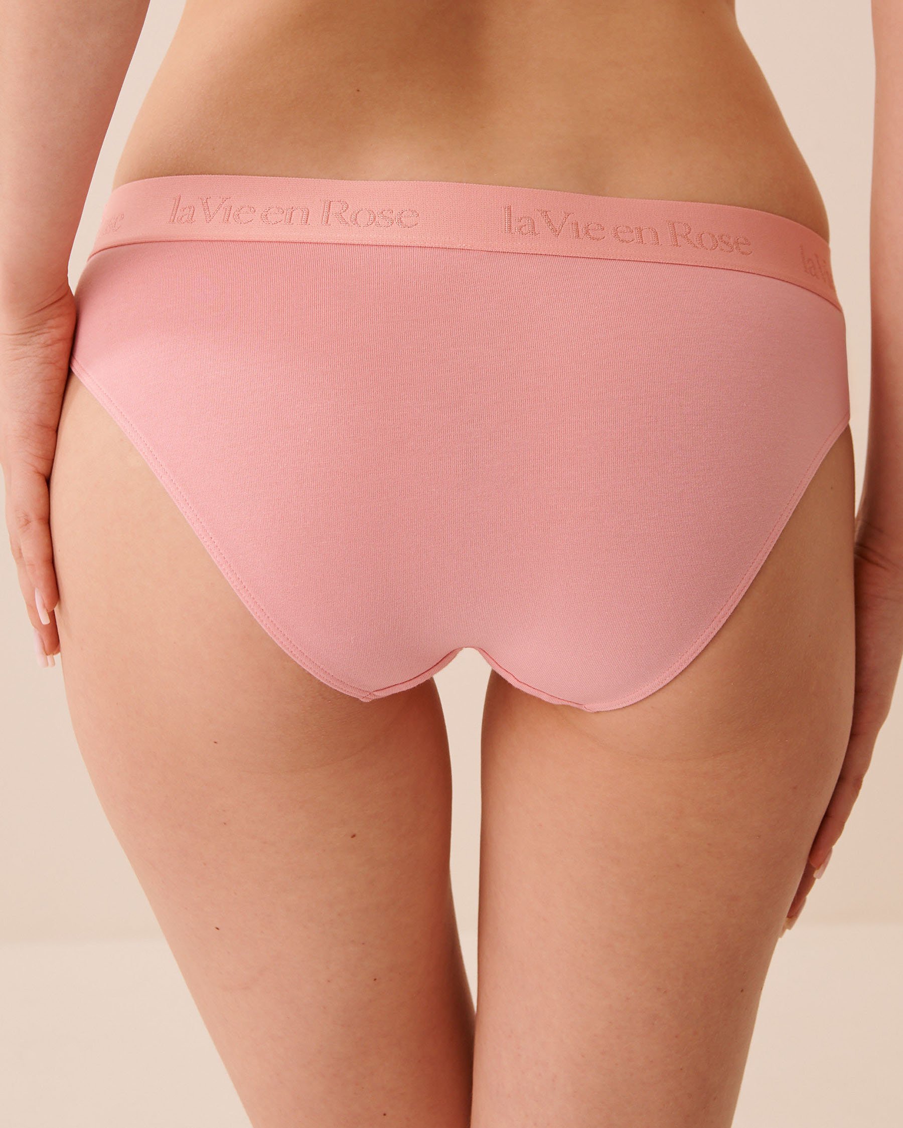 LA VIE EN ROSE Cotton and Logo Elastic Band Bikini Panty Peachy Pink 20100734 - View2