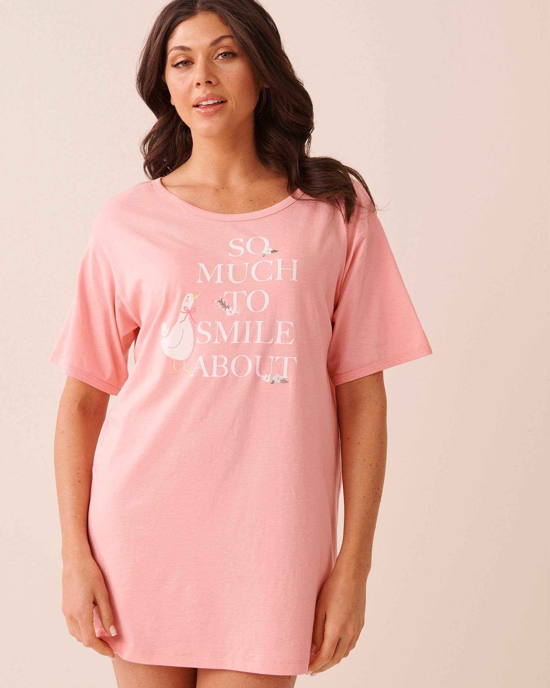 LA VIE EN ROSE Goose Print Sleepshirt Peachy Pink 40500487 - View1