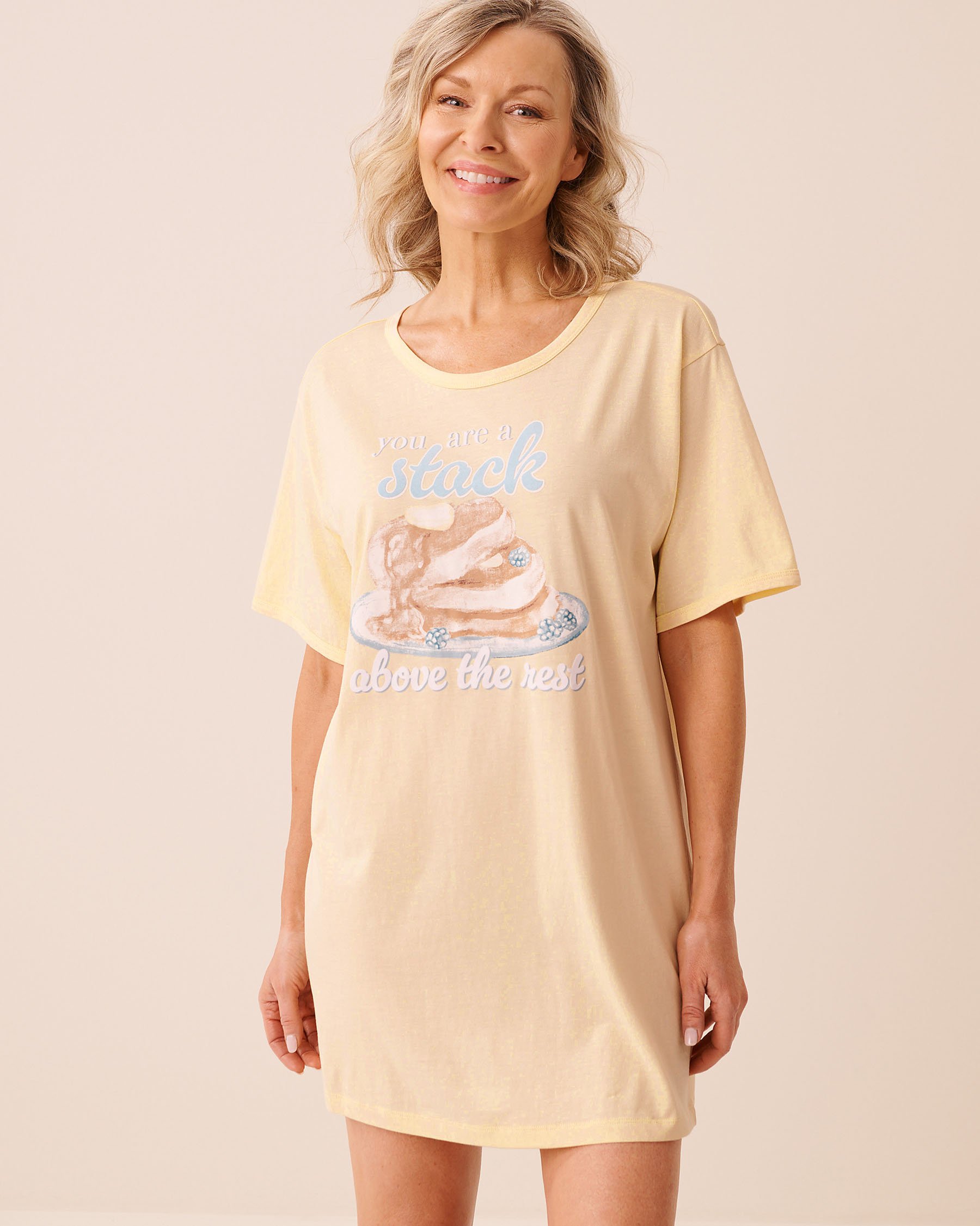 LA VIE EN ROSE Pancake Print Sleepshirt Yellow/Pancakes 40500487 - View1