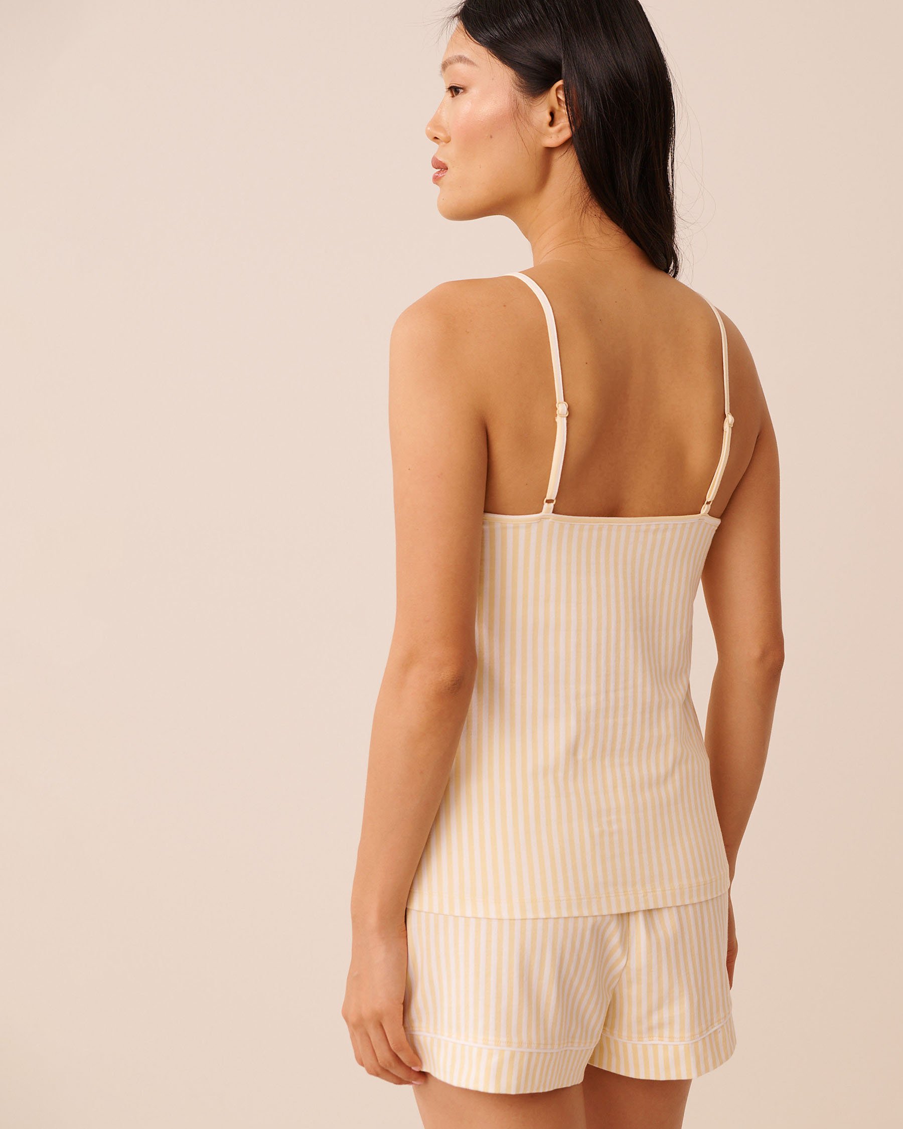 LA VIE EN ROSE Cotton Cami with Shelf Bra Yellow Stripes 40100848 - View2