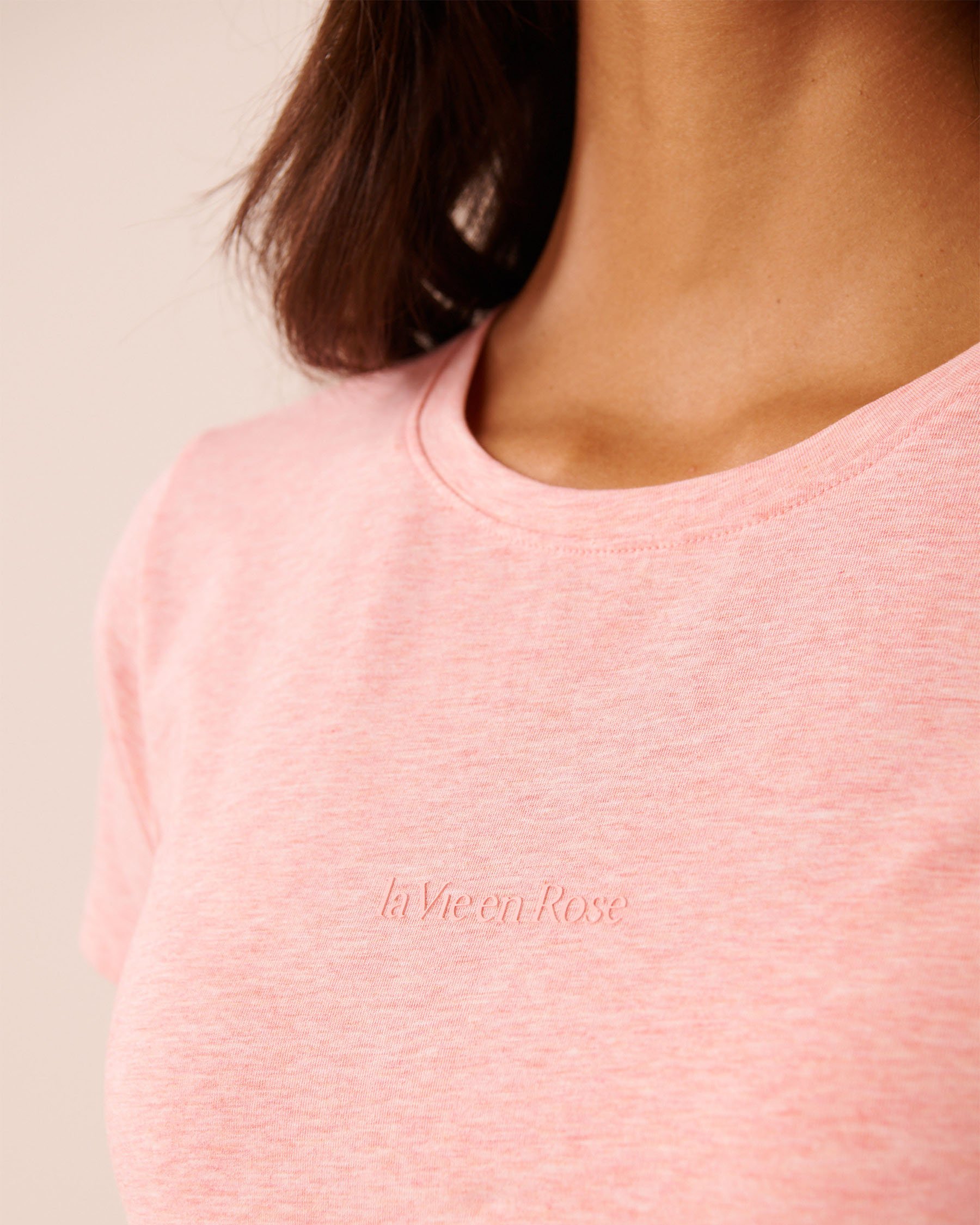 LA VIE EN ROSE Cotton Short Sleeve T-shirt Peachy Pink 40100849 - View3