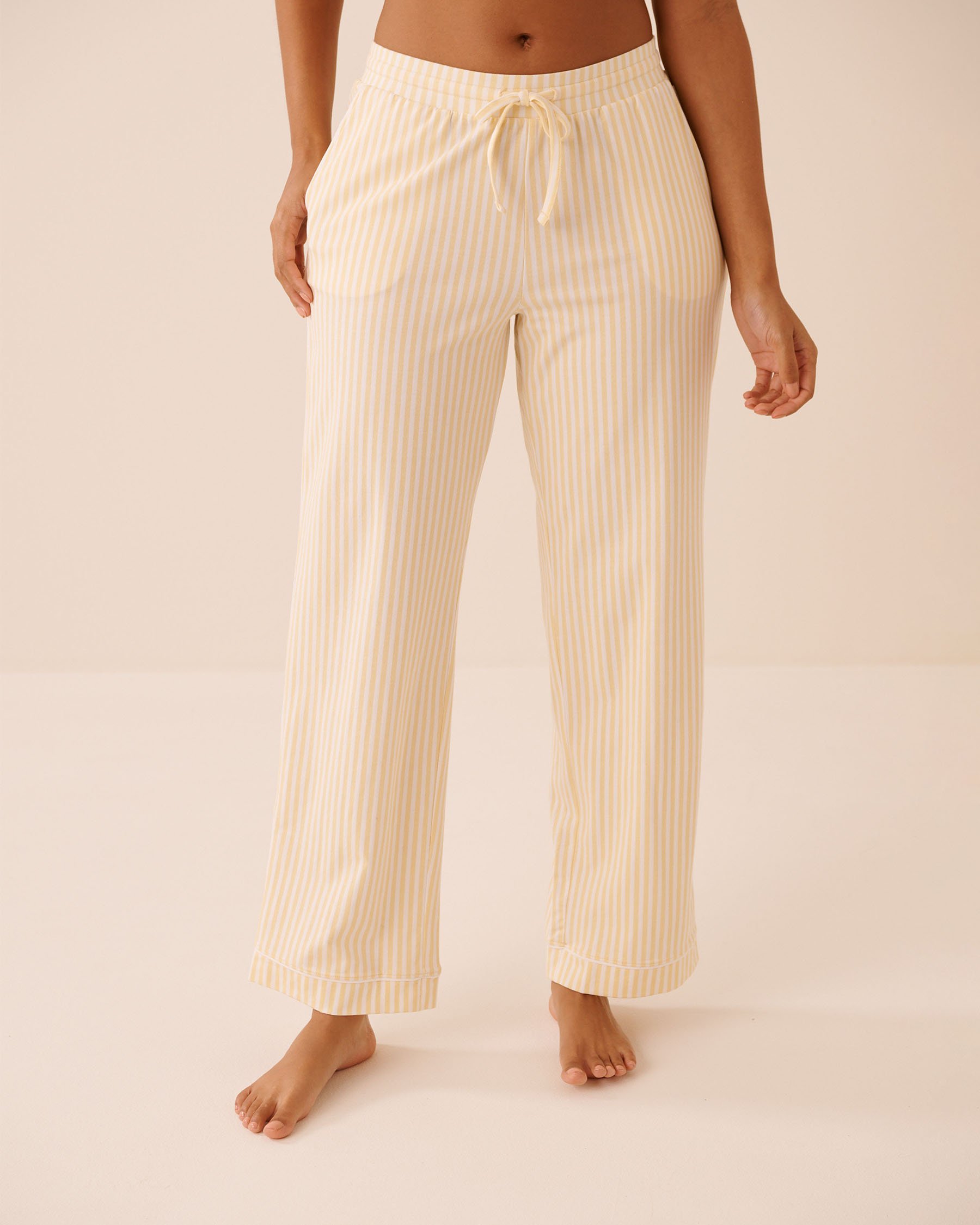 LA VIE EN ROSE Cotton Pajama Pants Yellow Stripes 40200831 - View2