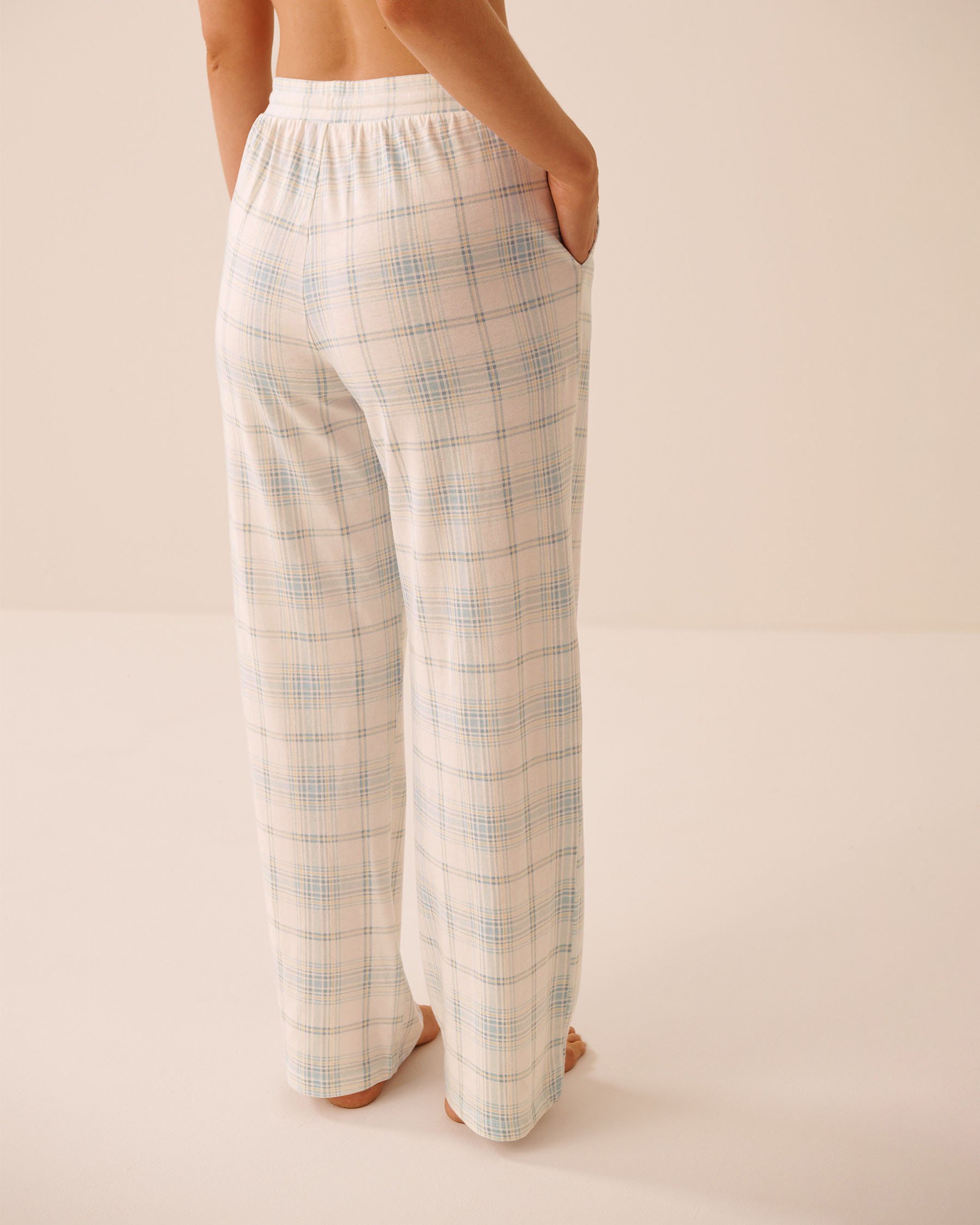 LA VIE EN ROSE Blue Plaid Print Pajama Pants Blue Plaid 40200834 - View2