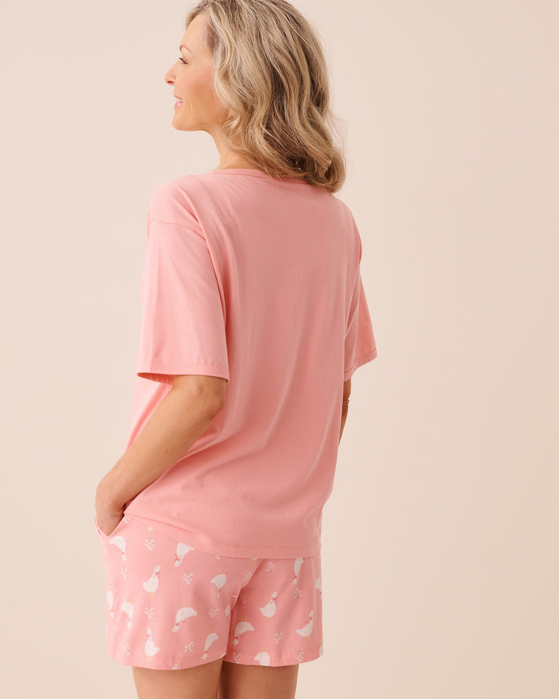LA VIE EN ROSE Floral Print Short Sleeve T-shirt Peachy Pink 40100851 - View2