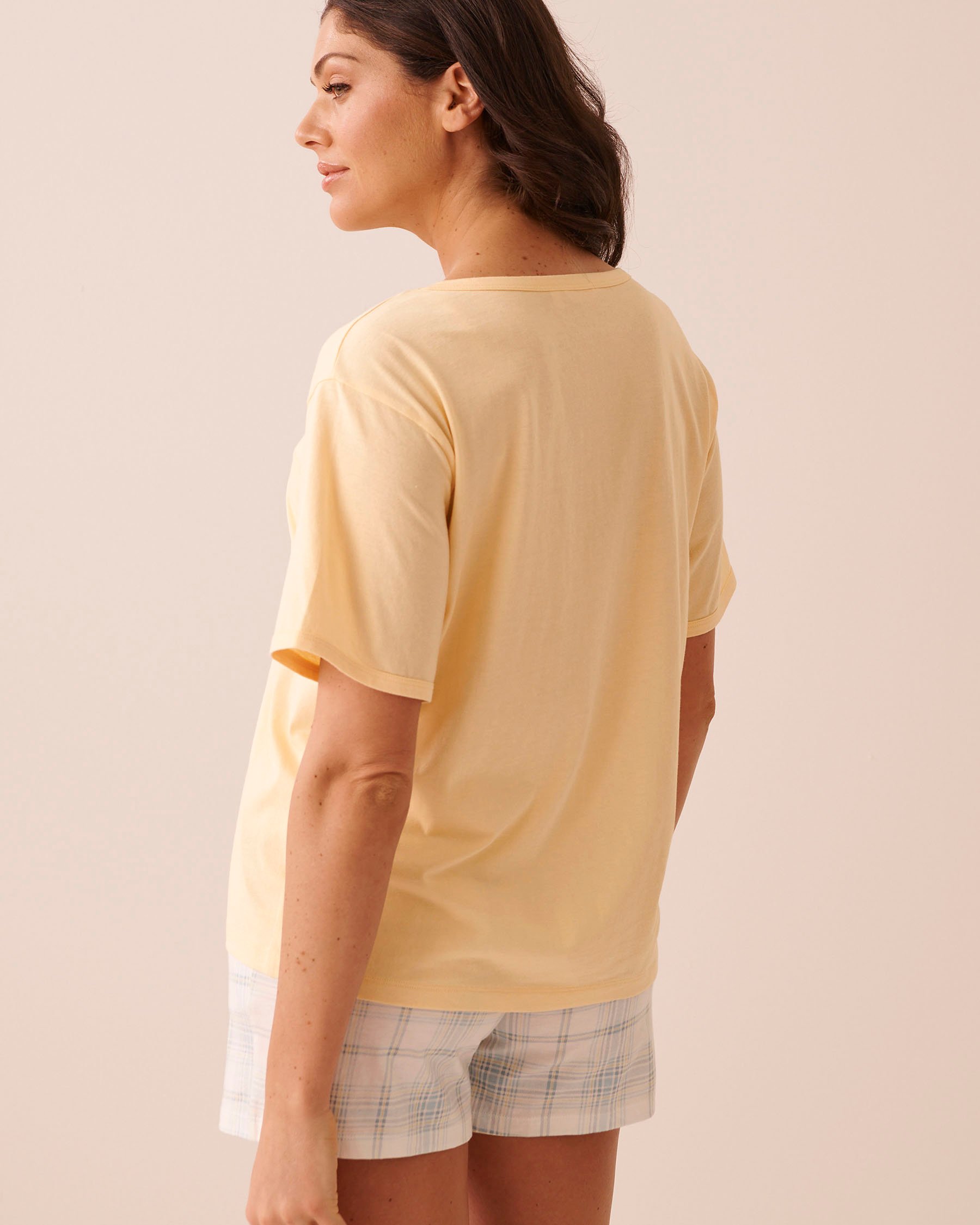 LA VIE EN ROSE Croissant Print Short Sleeve T-shirt Yellow/Croissant 40100851 - View2