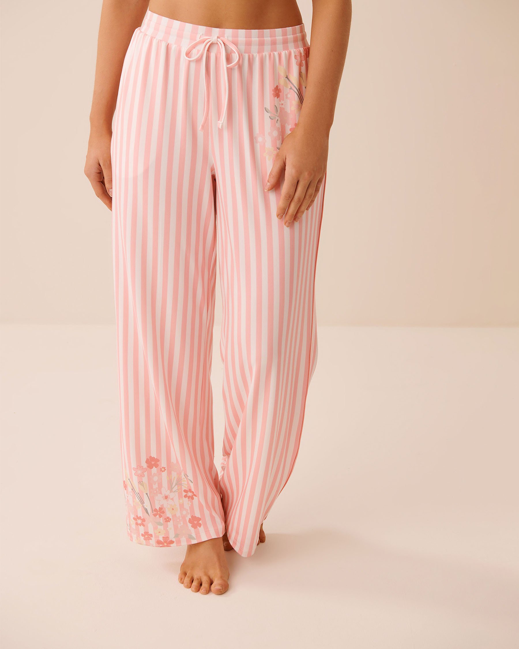 LA VIE EN ROSE Floral Stripe Print Super Soft Pajama Pants Pink Floral Stripe 40200825 - View1