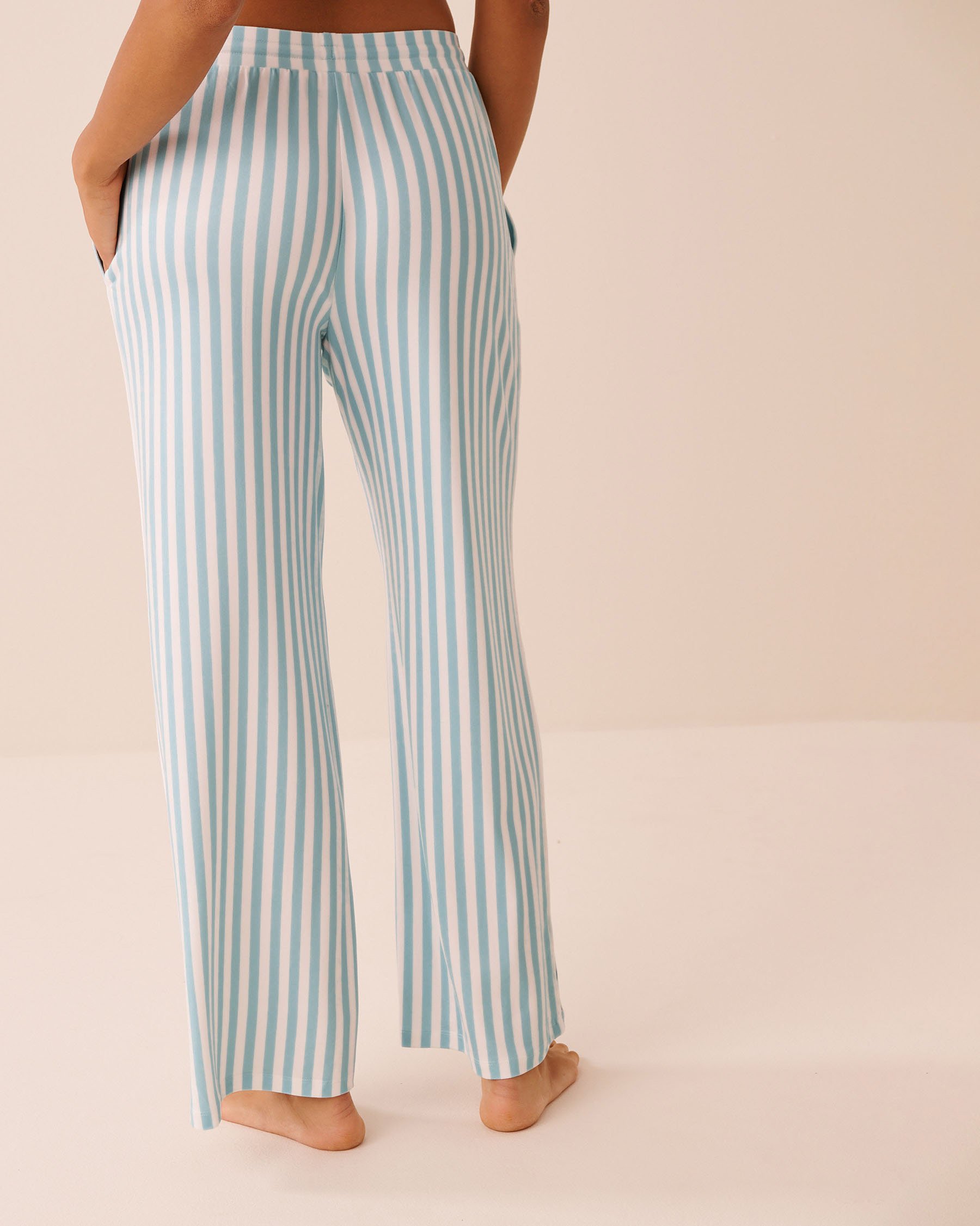 LA VIE EN ROSE Floral Stripe Print Super Soft Pajama Pants Blue Floral Stripe 40200829 - View2