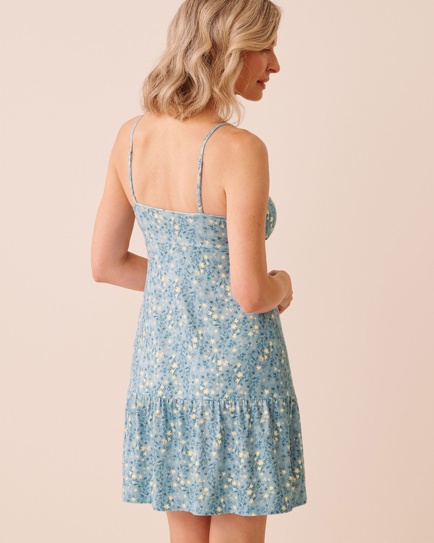 LA VIE EN ROSE Ditsy Floral Print Super Soft Tiered Nightie Blue Ditsy Floral 40500483 - View4