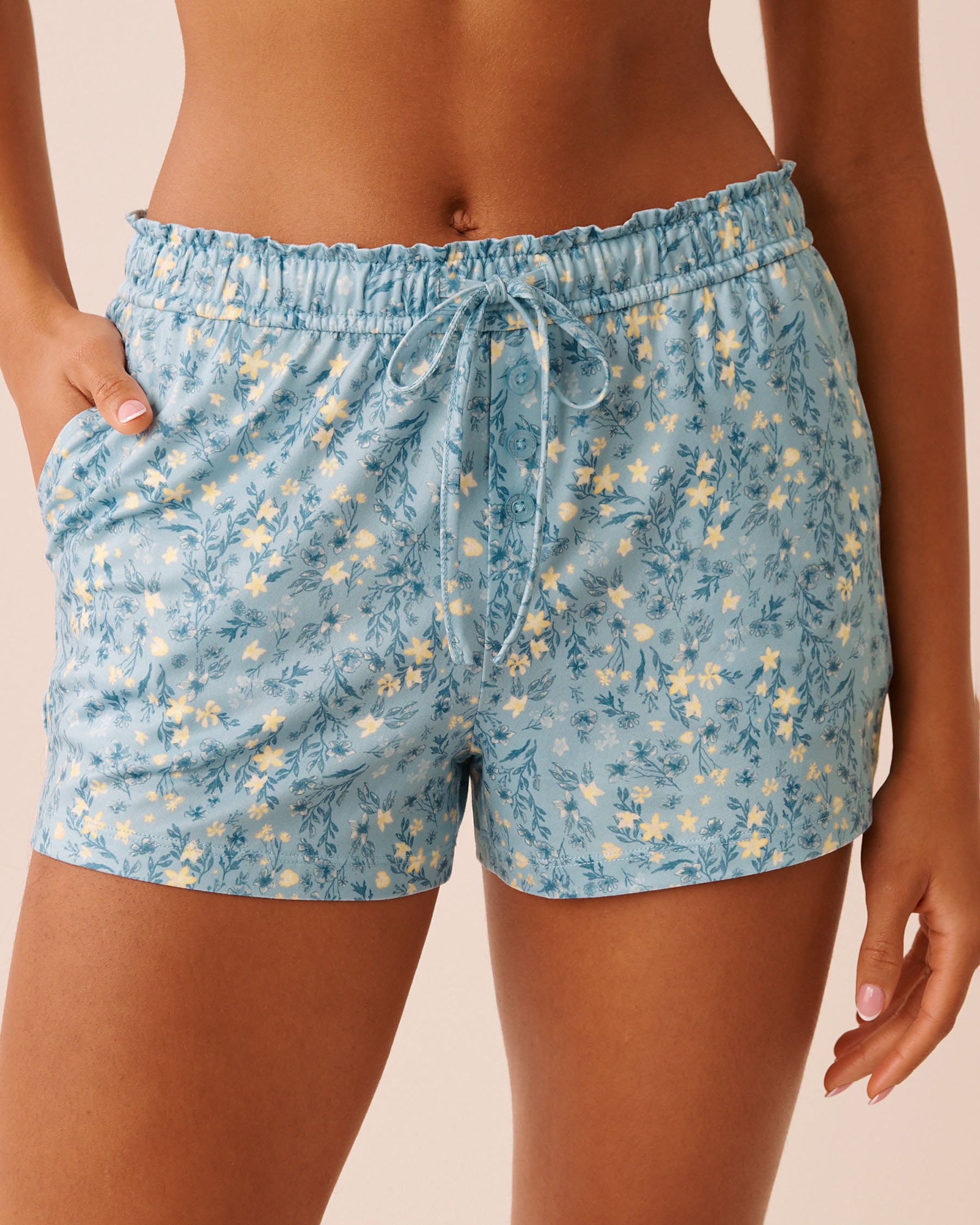 LA VIE EN ROSE Ditsy Floral Print Super Soft Pajama Shorts Blue Ditsy Floral 40200828 - View1