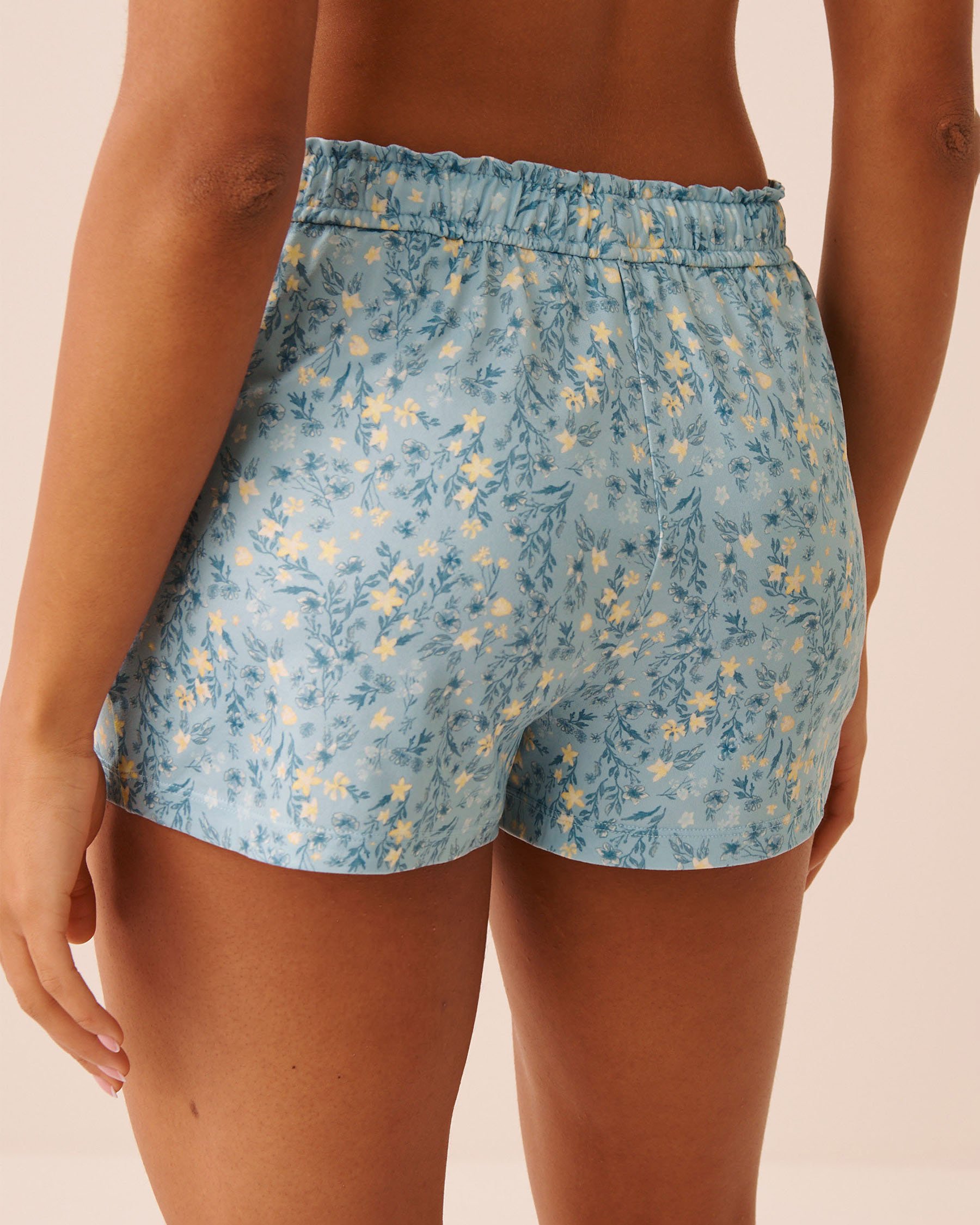 LA VIE EN ROSE Ditsy Floral Print Super Soft Pajama Shorts Blue Ditsy Floral 40200828 - View2