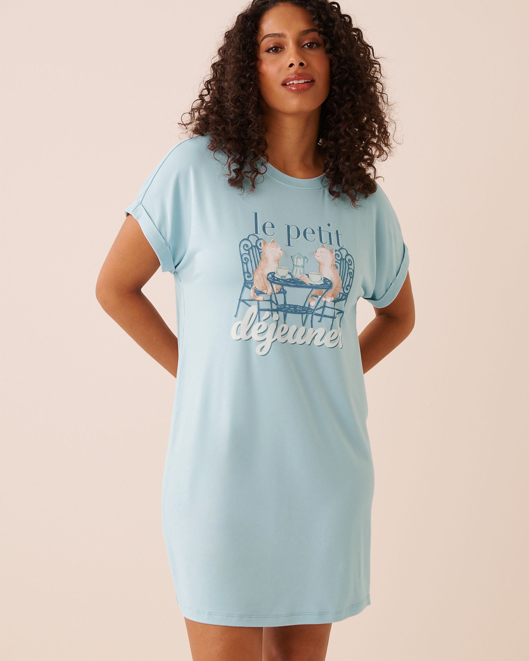 LA VIE EN ROSE Brunch Print Super Soft Sleepshirt Baby Blue 40500484 - View1